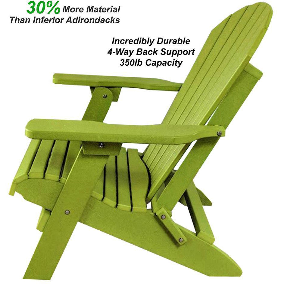 DuraWeather Poly® King Size Folding Adirondack Chair (Kiwi Green)