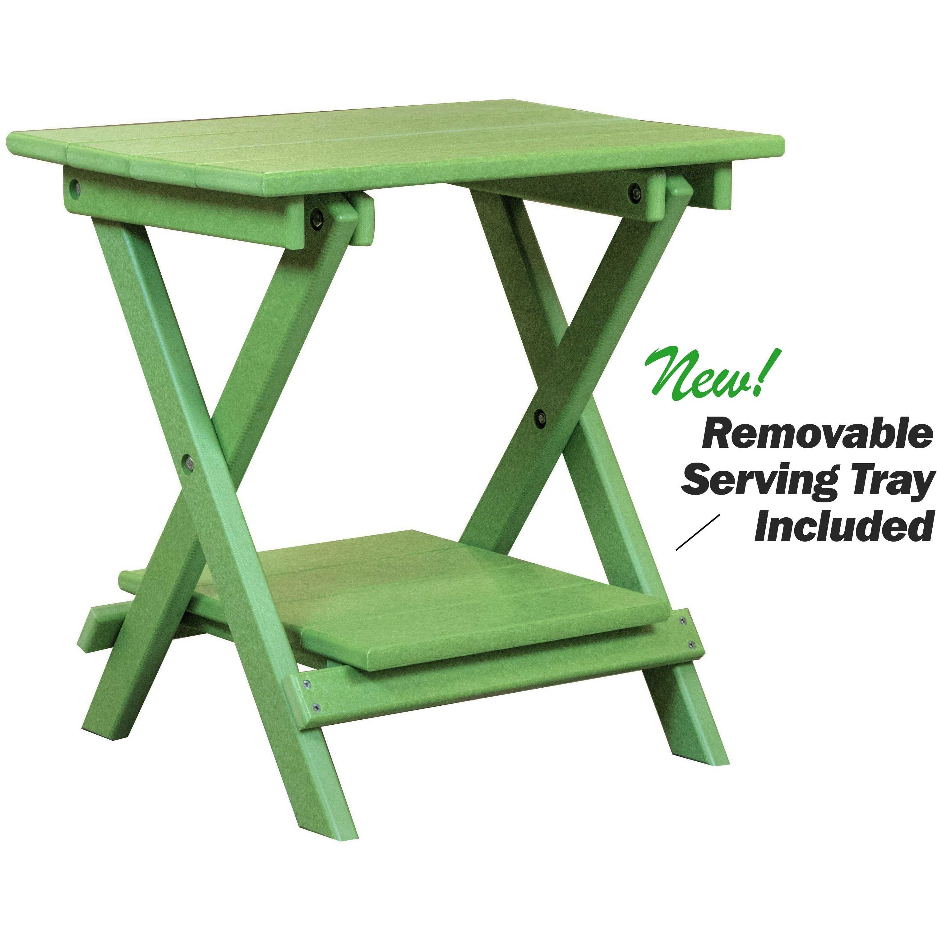 DURAWEATHER POLY® Set of 2 Folding Adirondack Chairs King Size + 1 Folding Side Table With Removable Tray
