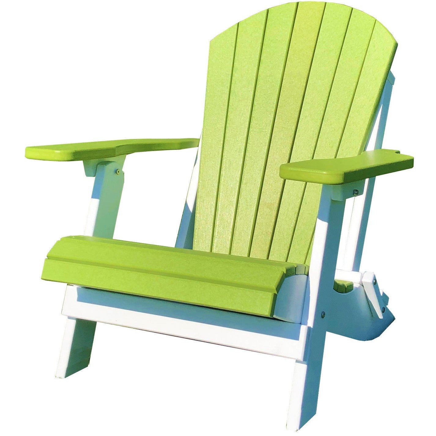 DuraWeather Poly® King Size Folding Adirondack Chair - (Kiwi Green on White)