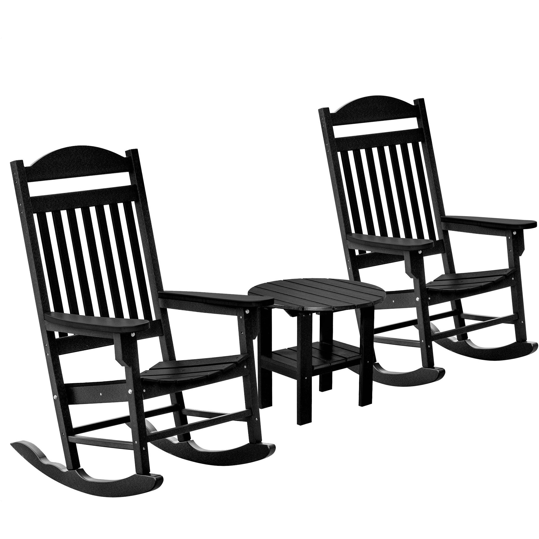 Set of 2 Mission Porch Rockers with Fan Side Table