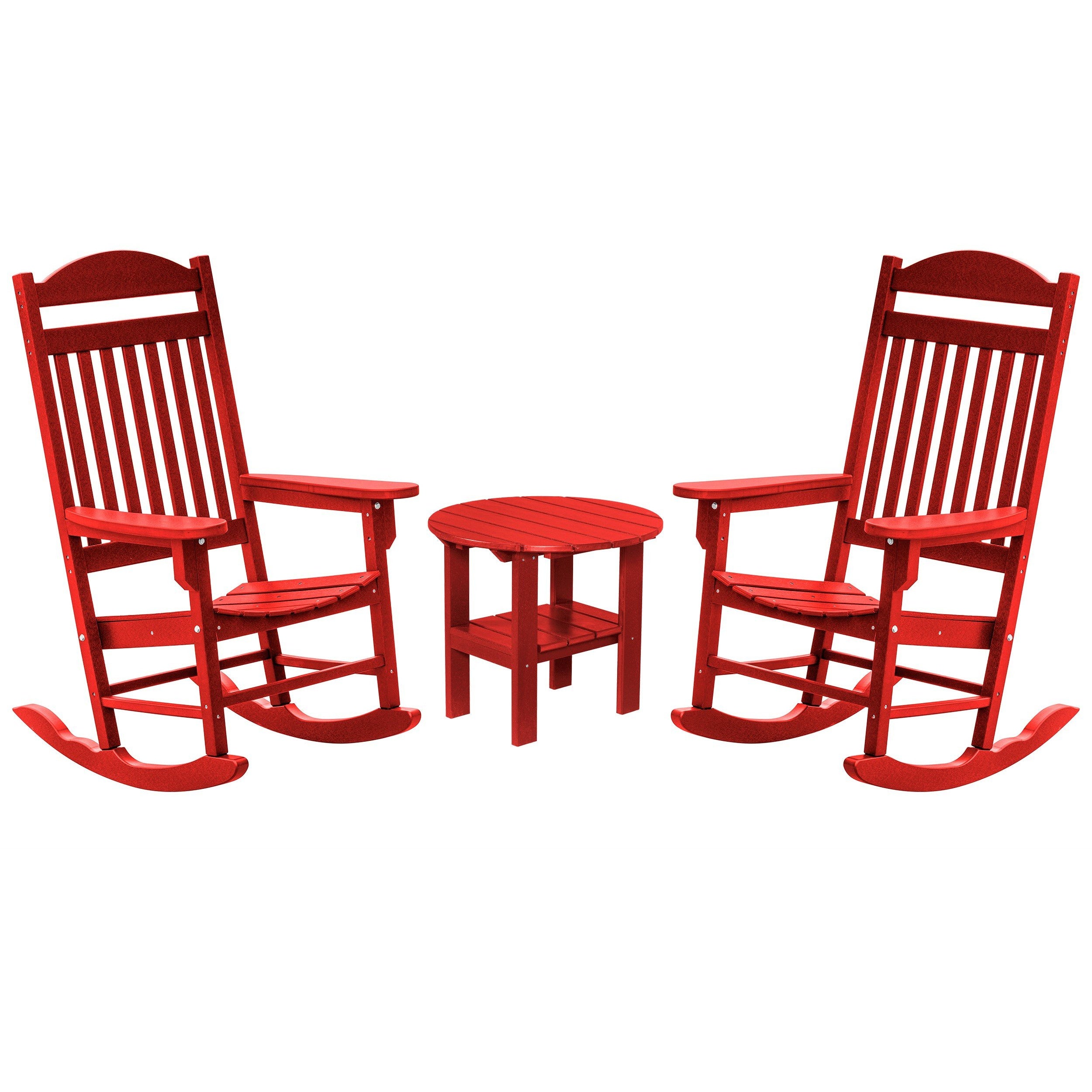 Set of 2 Mission Porch Rockers with Fan Side Table
