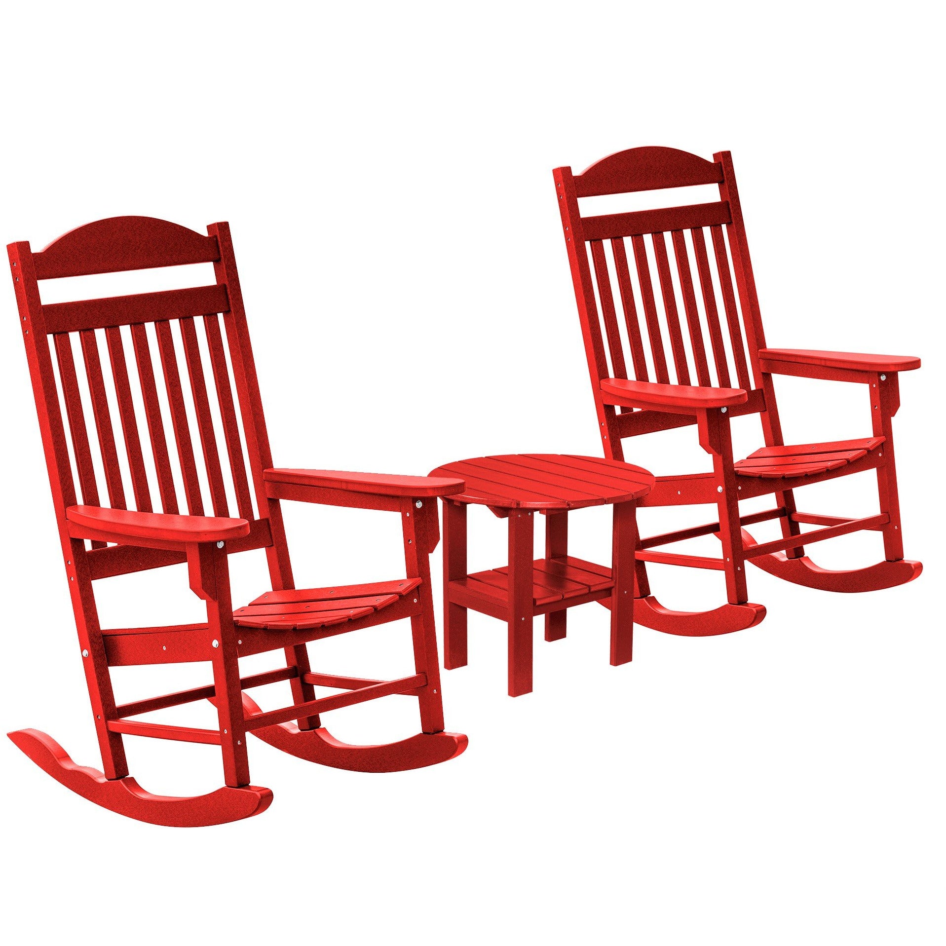 Set of 2 Mission Porch Rockers with Fan Side Table