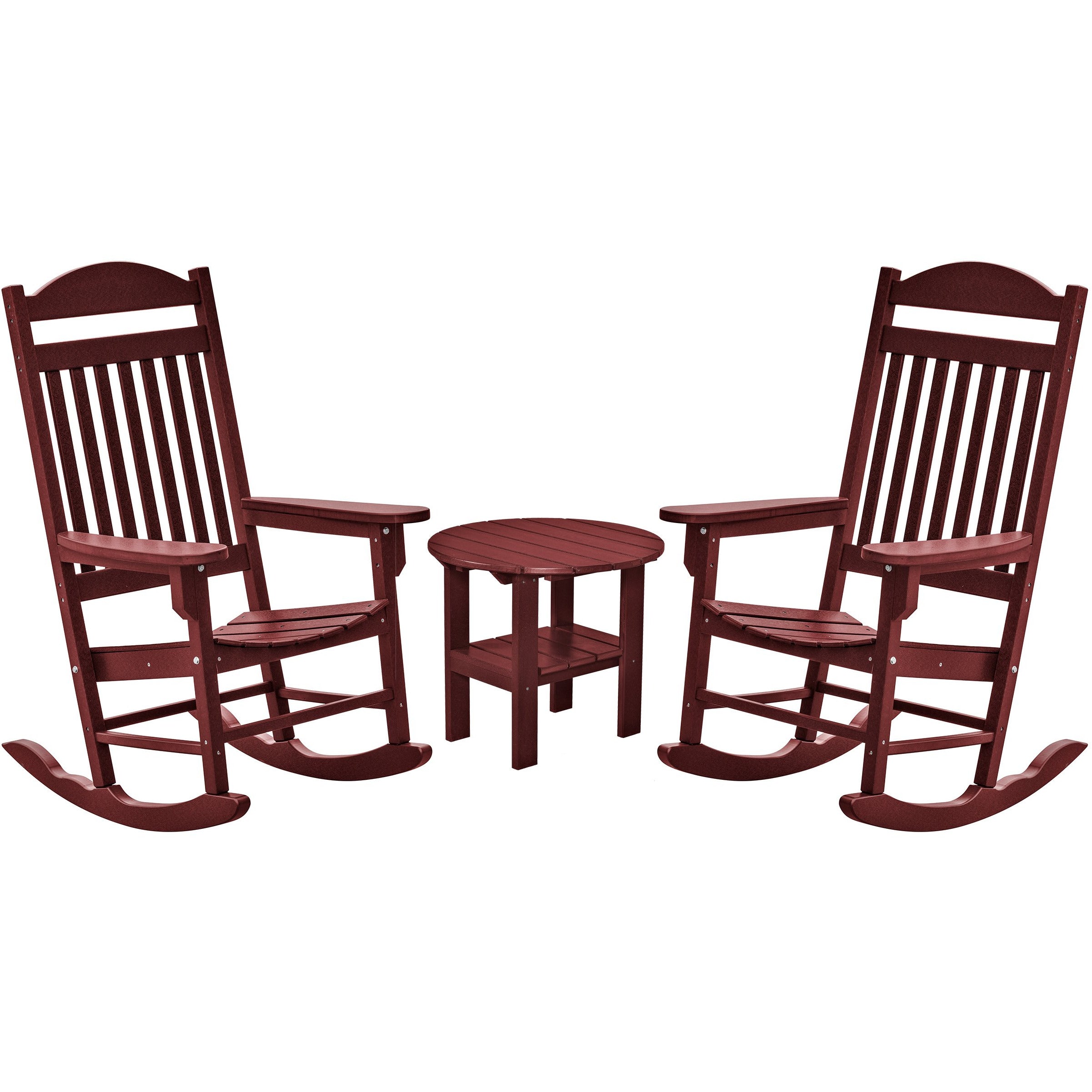 Set of 2 Mission Porch Rockers with Fan Side Table