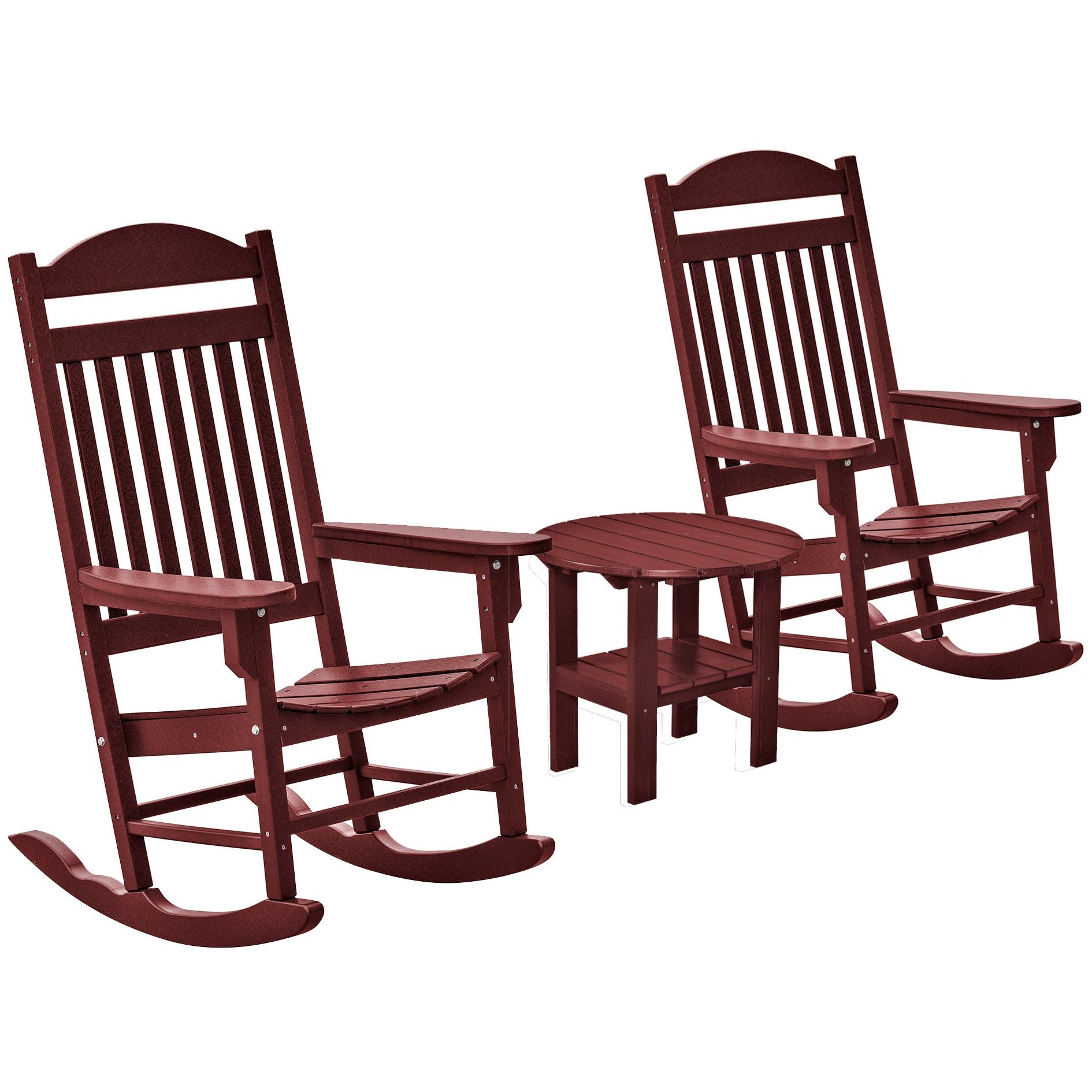 Set of 2 Mission Porch Rockers with Fan Side Table