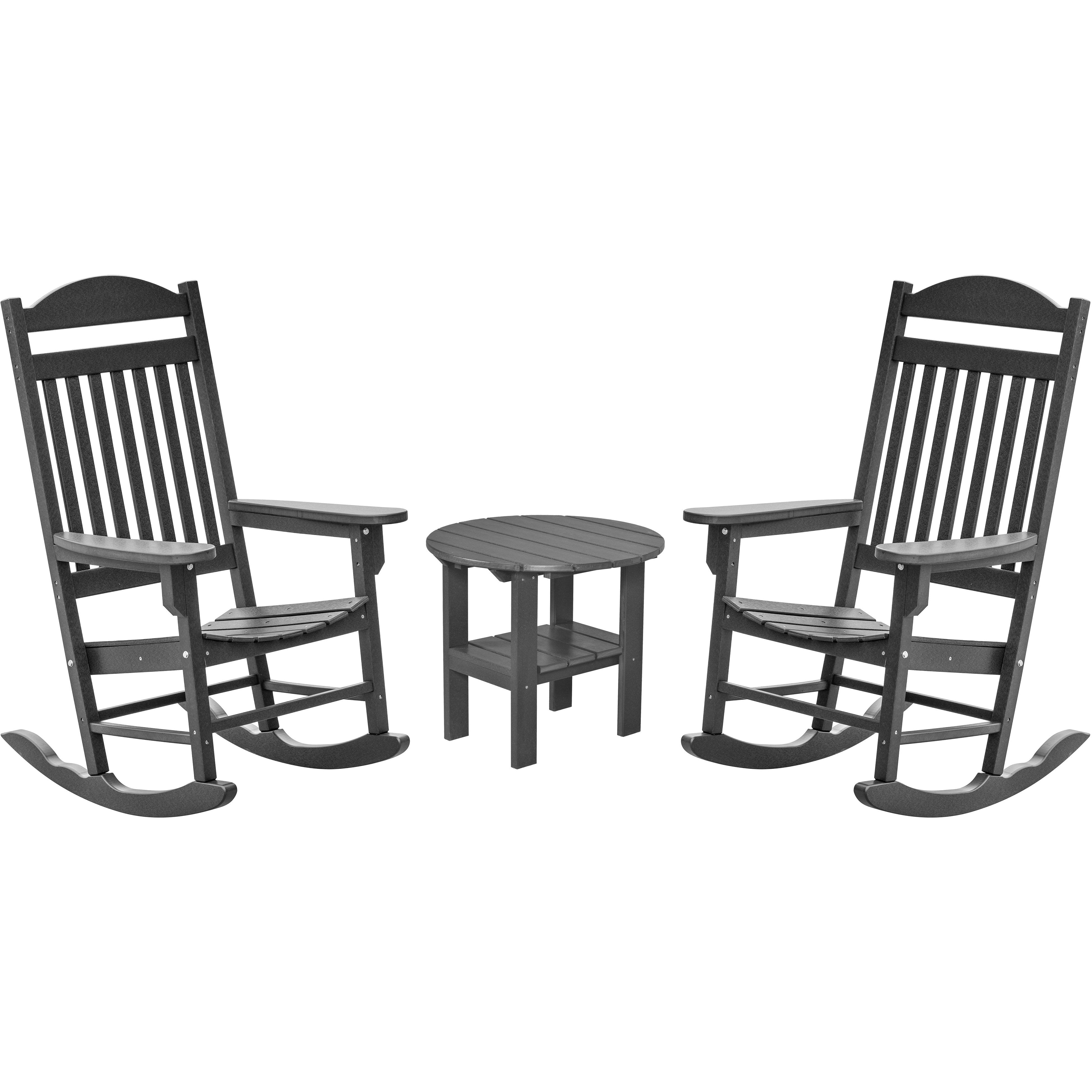 Set of 2 Mission Porch Rockers with Fan Side Table