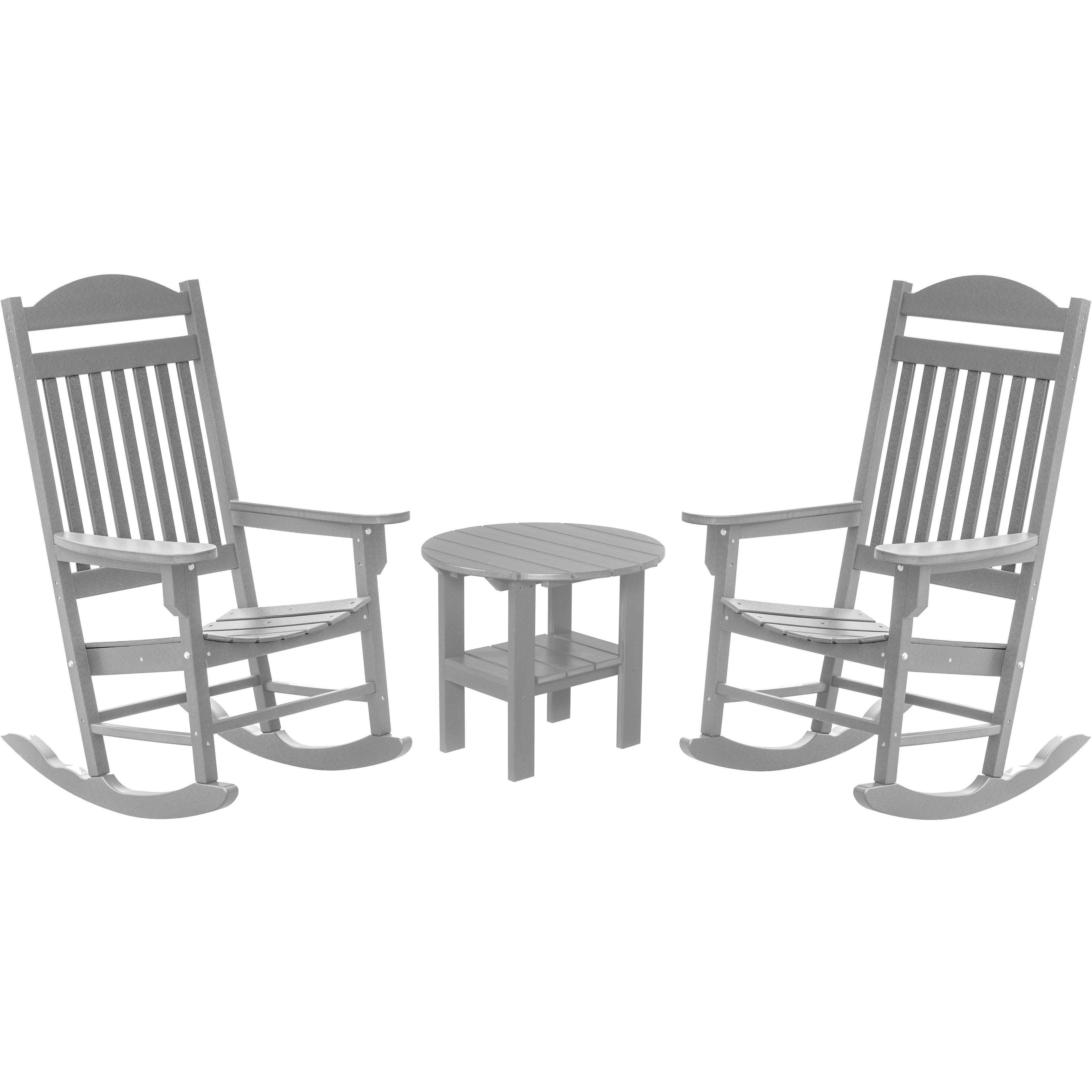 Set of 2 Mission Porch Rockers with Fan Side Table