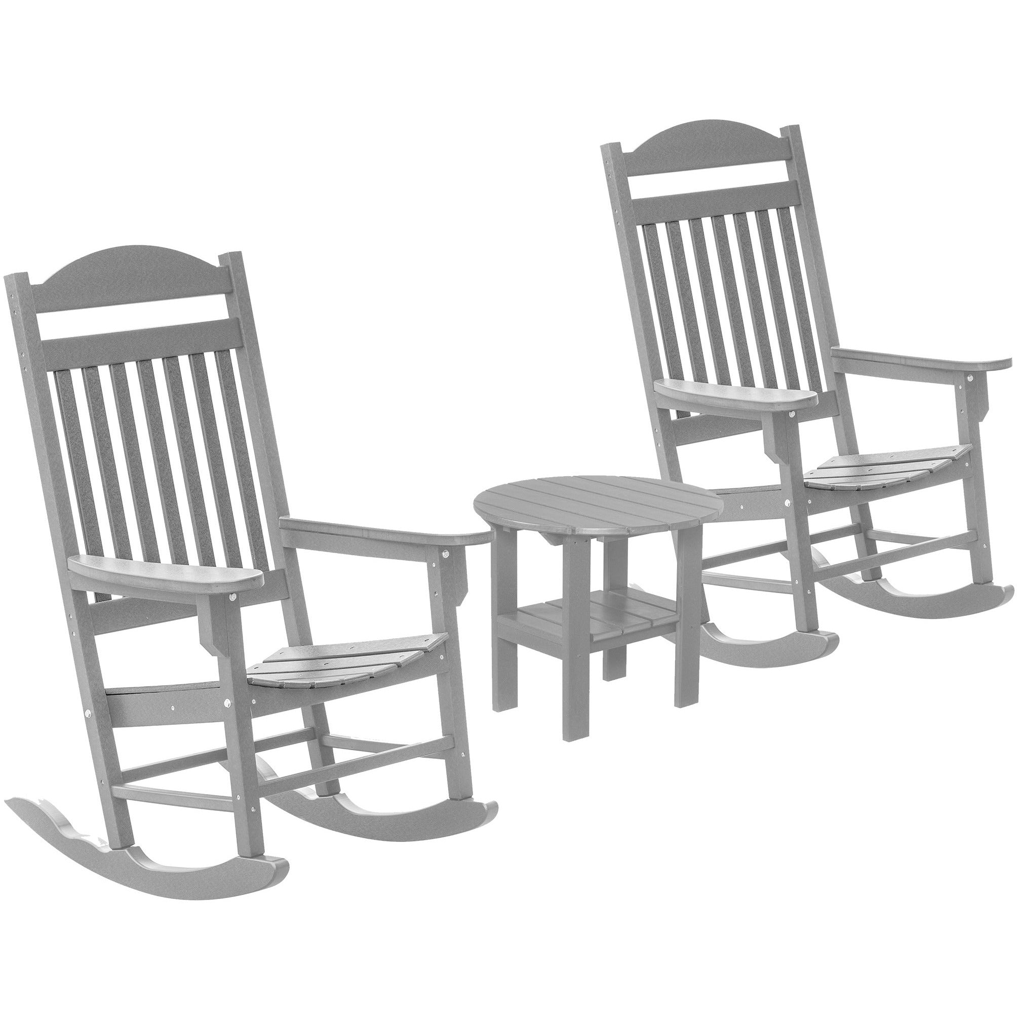 Set of 2 Mission Porch Rockers with Fan Side Table