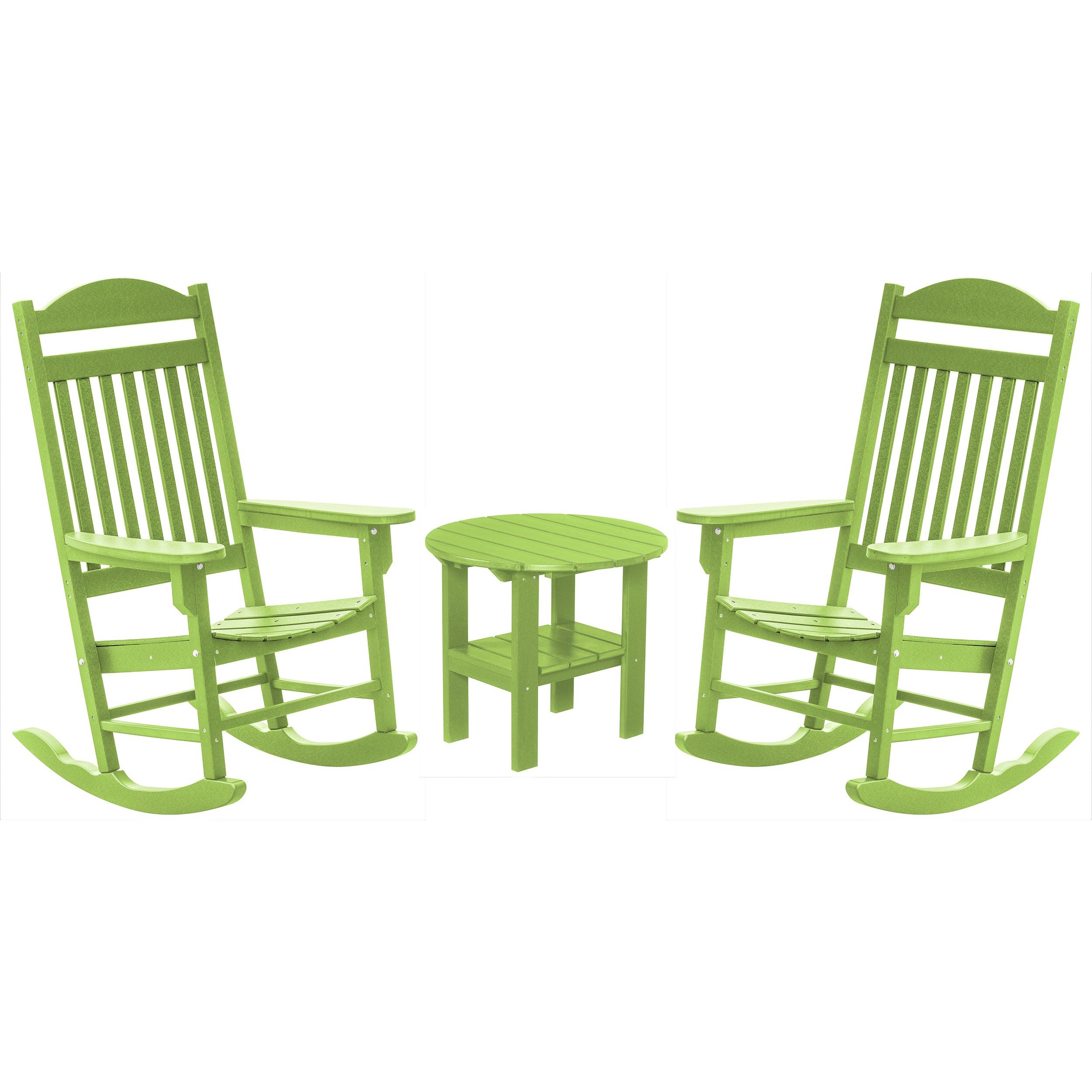 Set of 2 Mission Porch Rockers with Fan Side Table