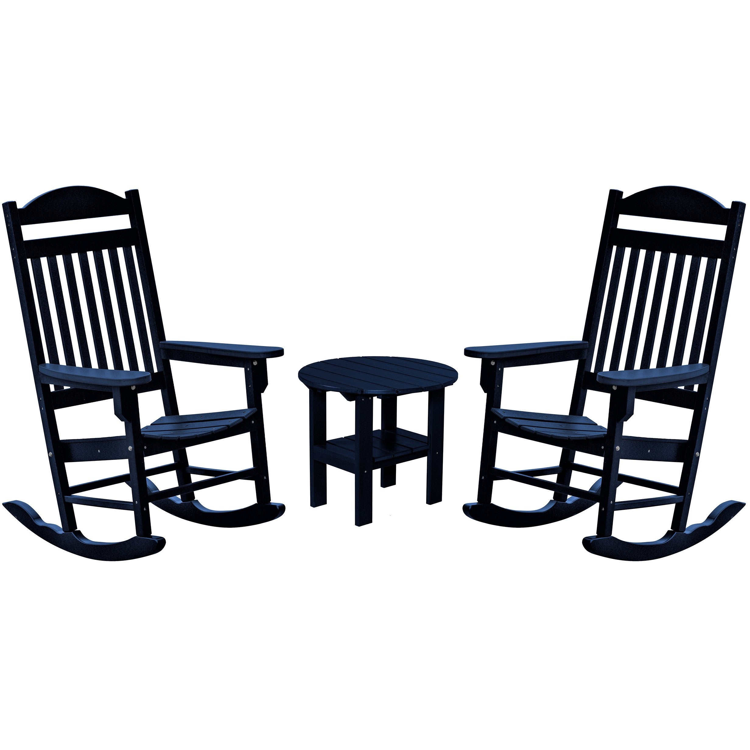 Set of 2 Mission Porch Rockers with Fan Side Table