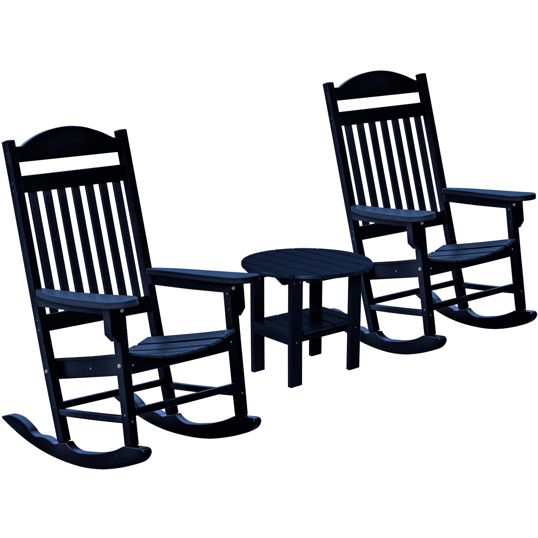 Set of 2 Mission Porch Rockers with Fan Side Table