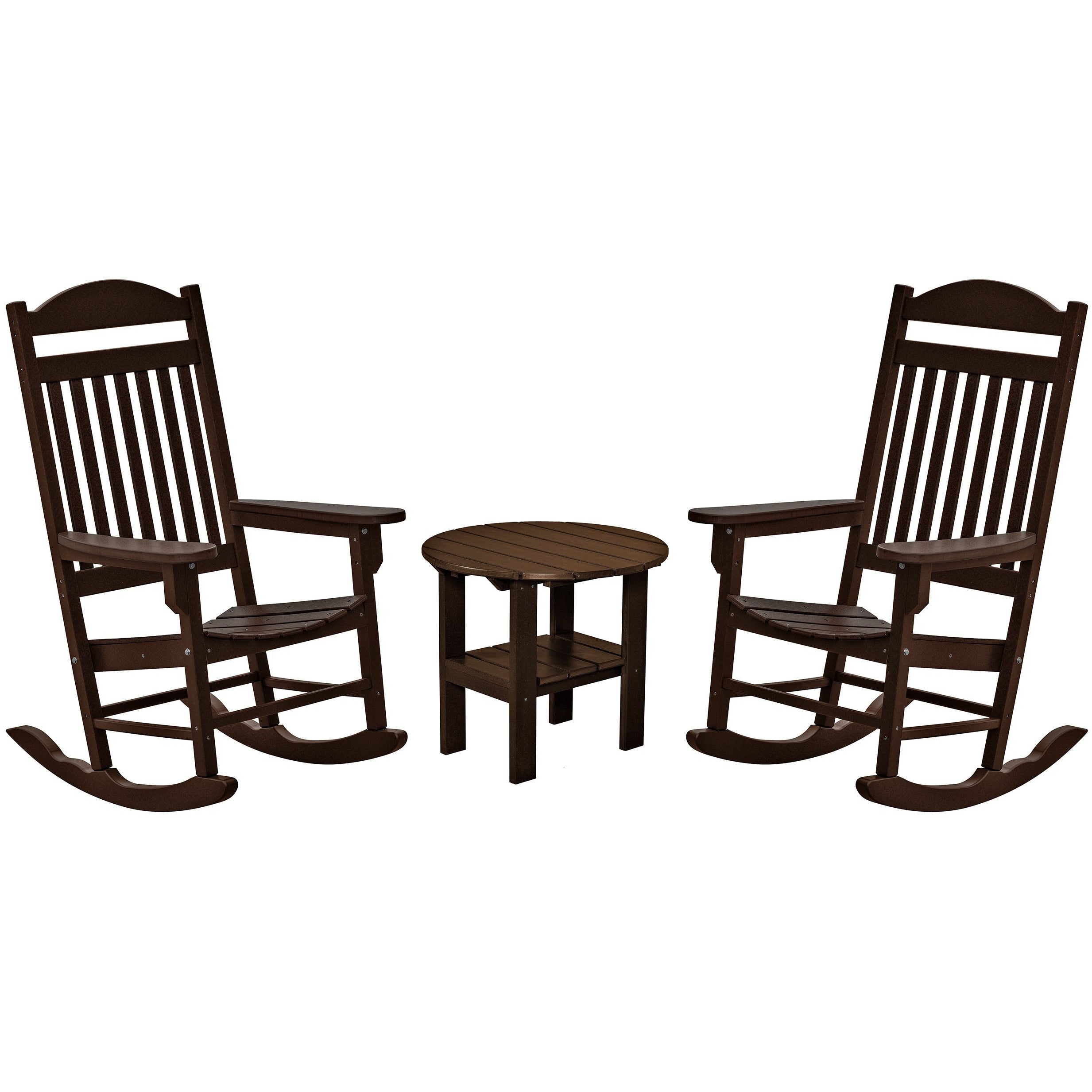 Set of 2 Mission Porch Rockers with Fan Side Table
