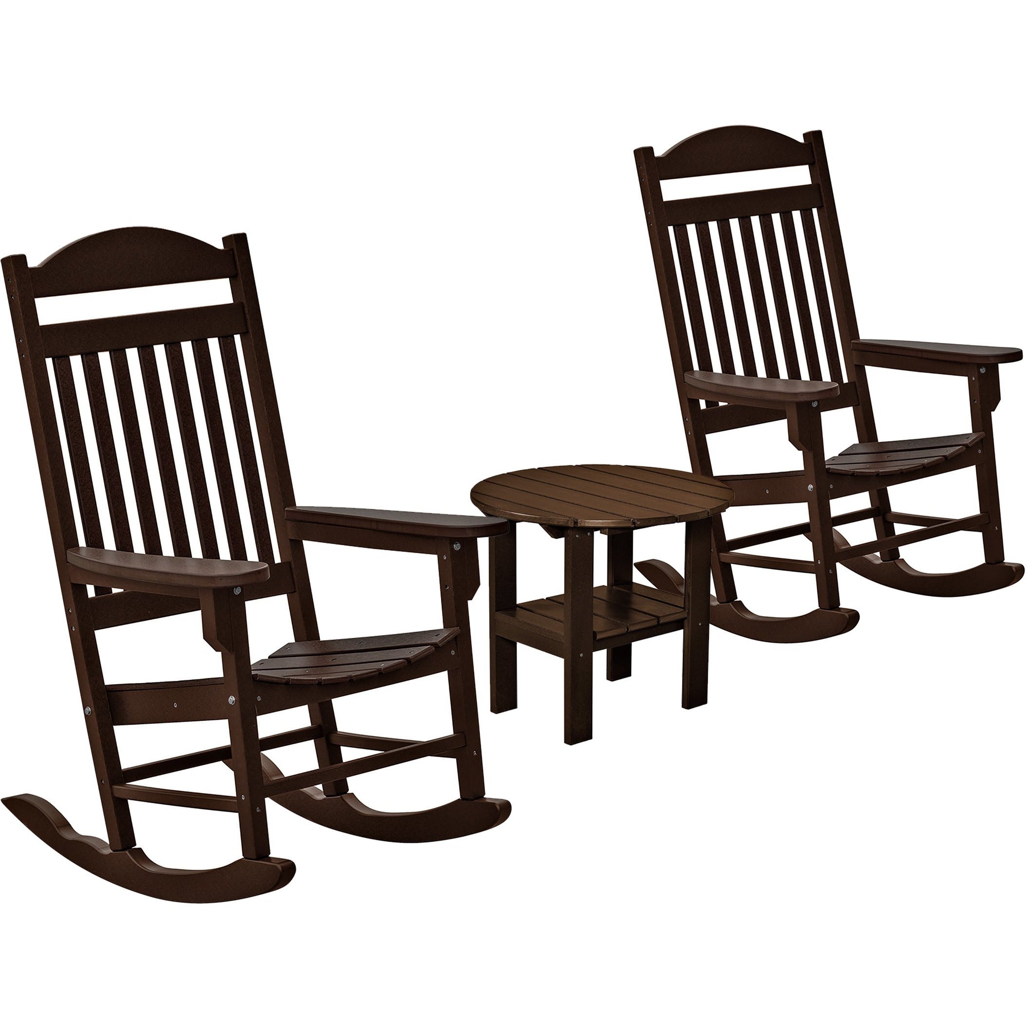 Set of 2 Mission Porch Rockers with Fan Side Table