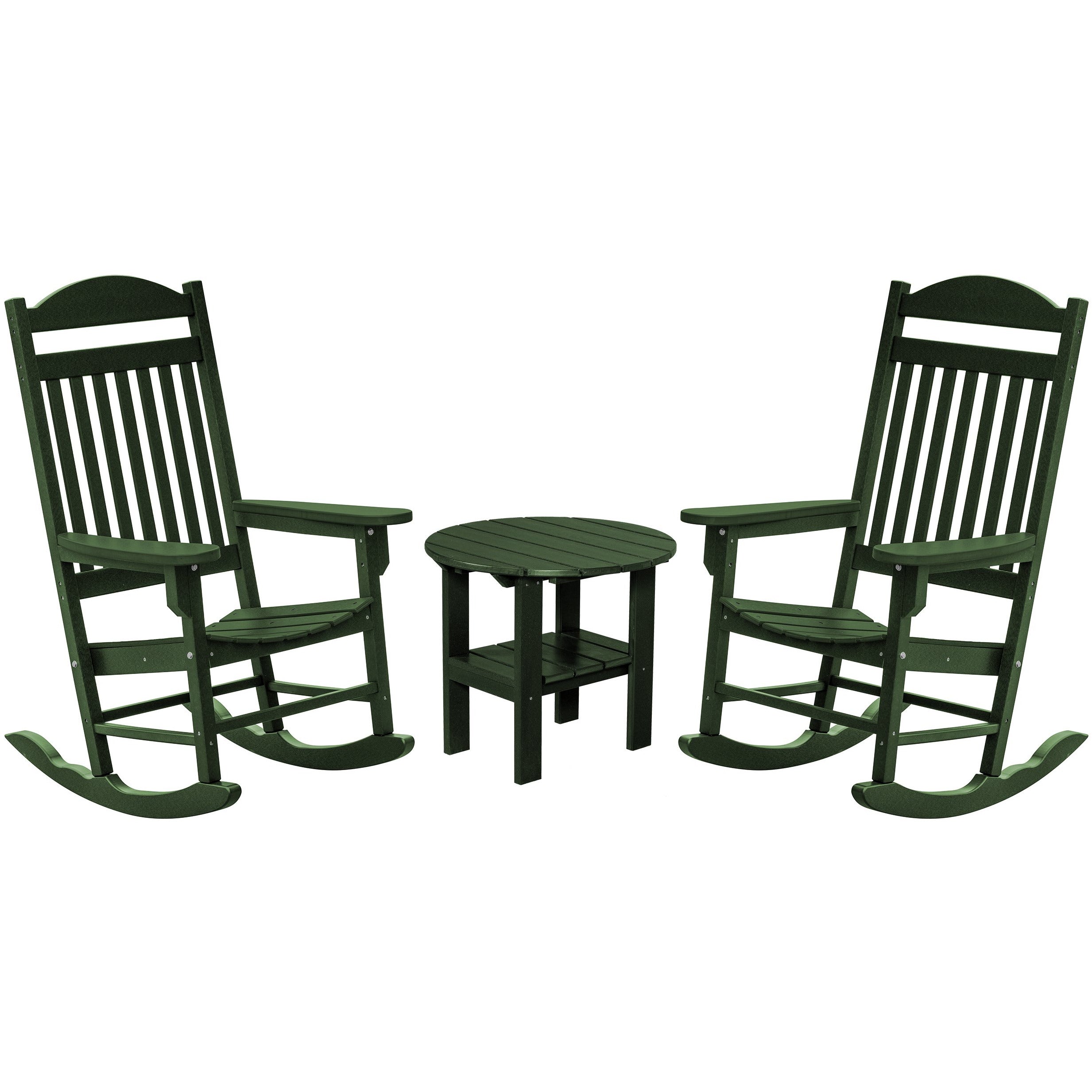 Set of 2 Mission Porch Rockers with Fan Side Table