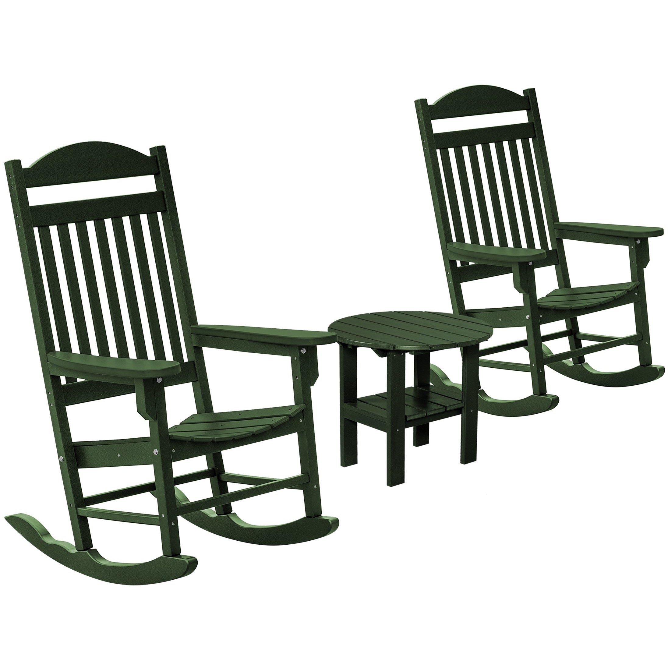 Set of 2 Mission Porch Rockers with Fan Side Table