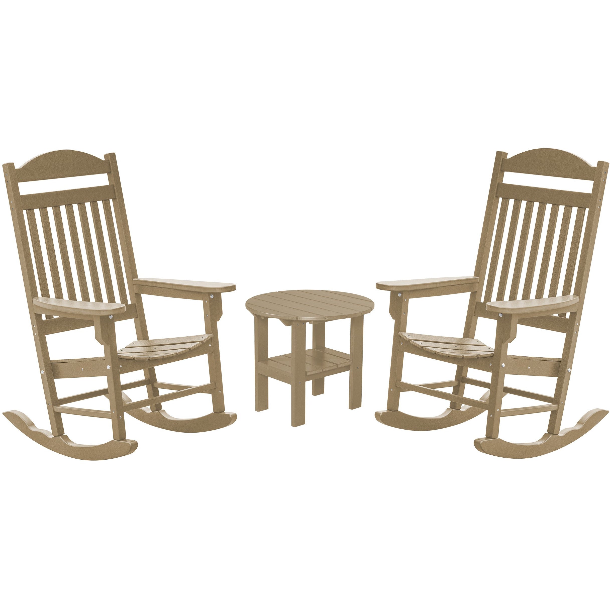 Set of 2 Mission Porch Rockers with Fan Side Table