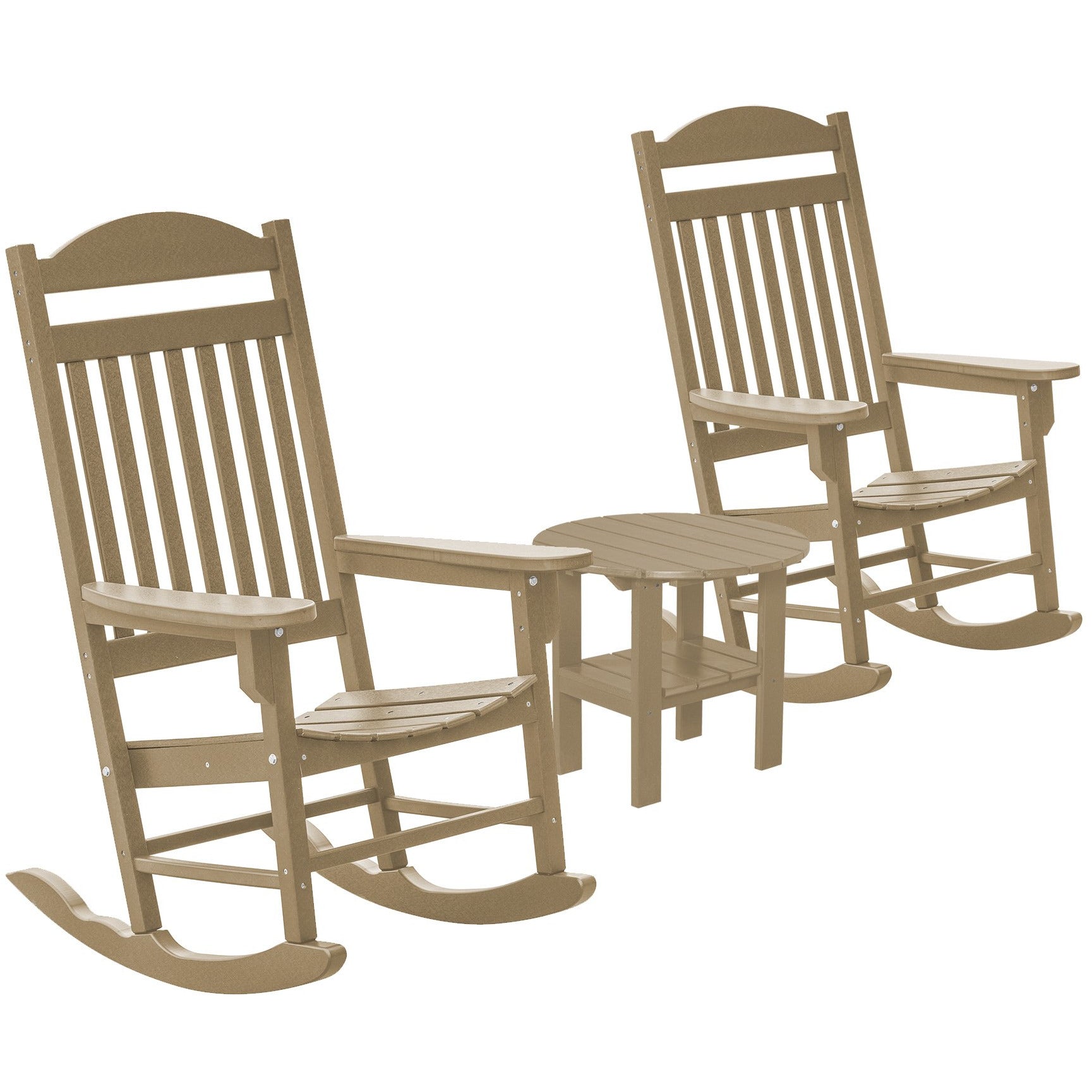 Set of 2 Mission Porch Rockers with Fan Side Table