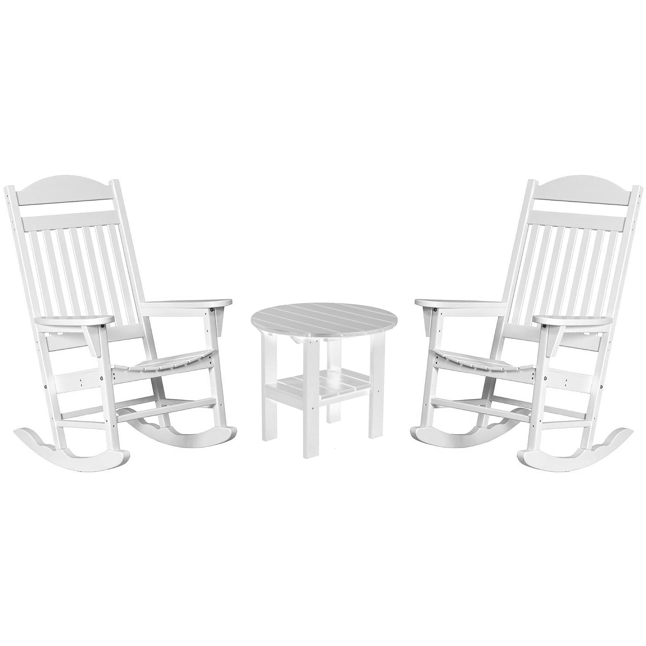 Set of 2 Mission Porch Rockers with Fan Side Table