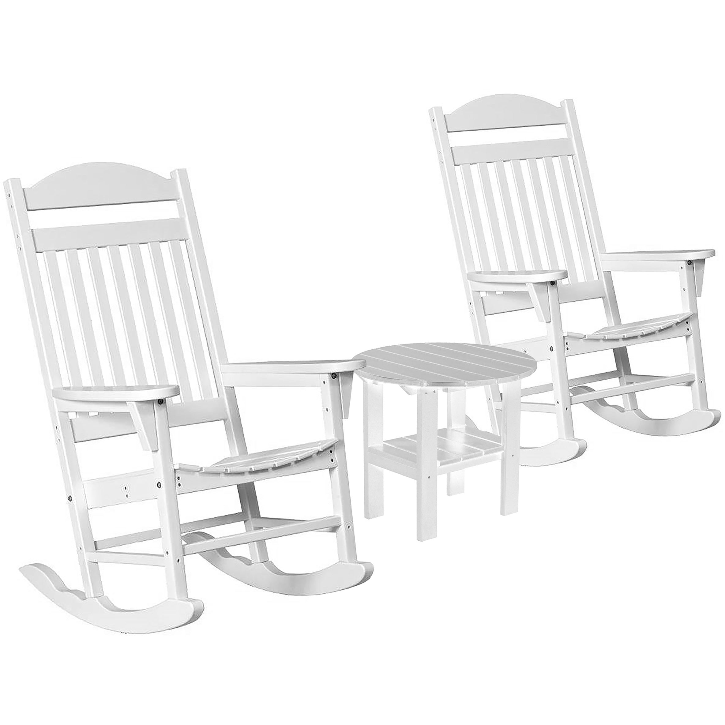 Set of 2 Mission Porch Rockers with Fan Side Table