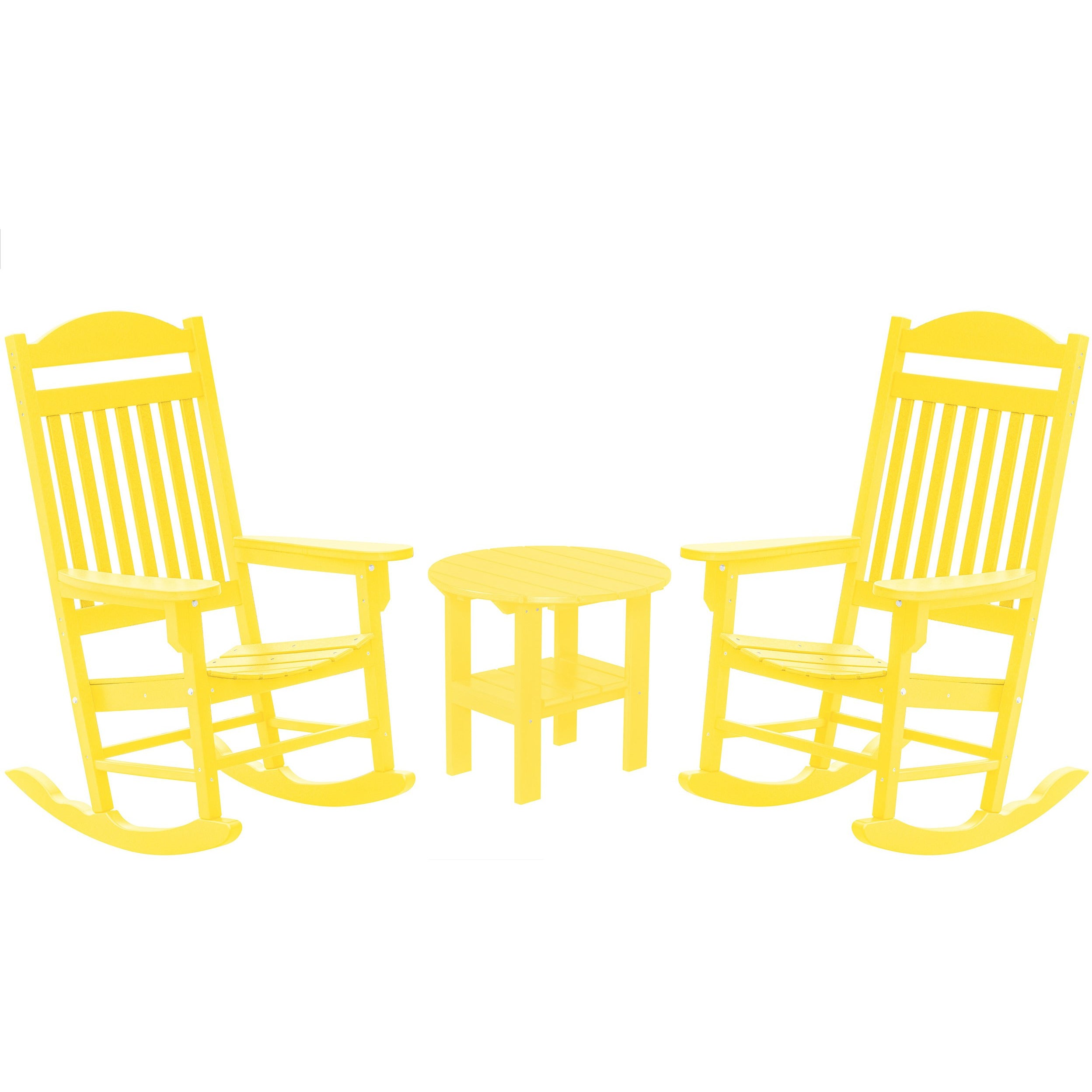 Set of 2 Mission Porch Rockers with Fan Side Table