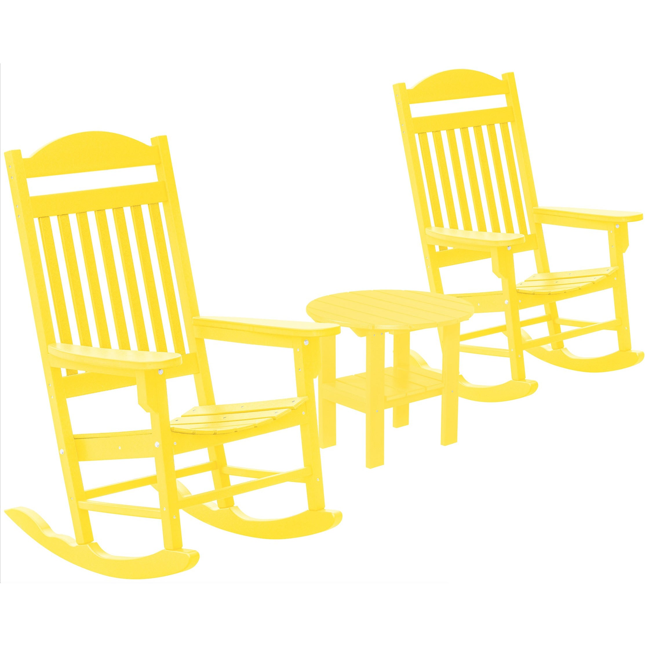 Set of 2 Mission Porch Rockers with Fan Side Table
