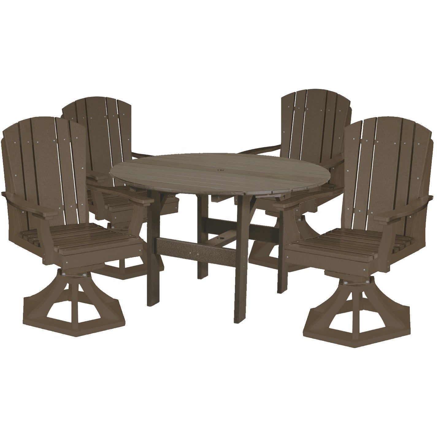 5-Piece Plantation Dining Table Set With Four Swivels