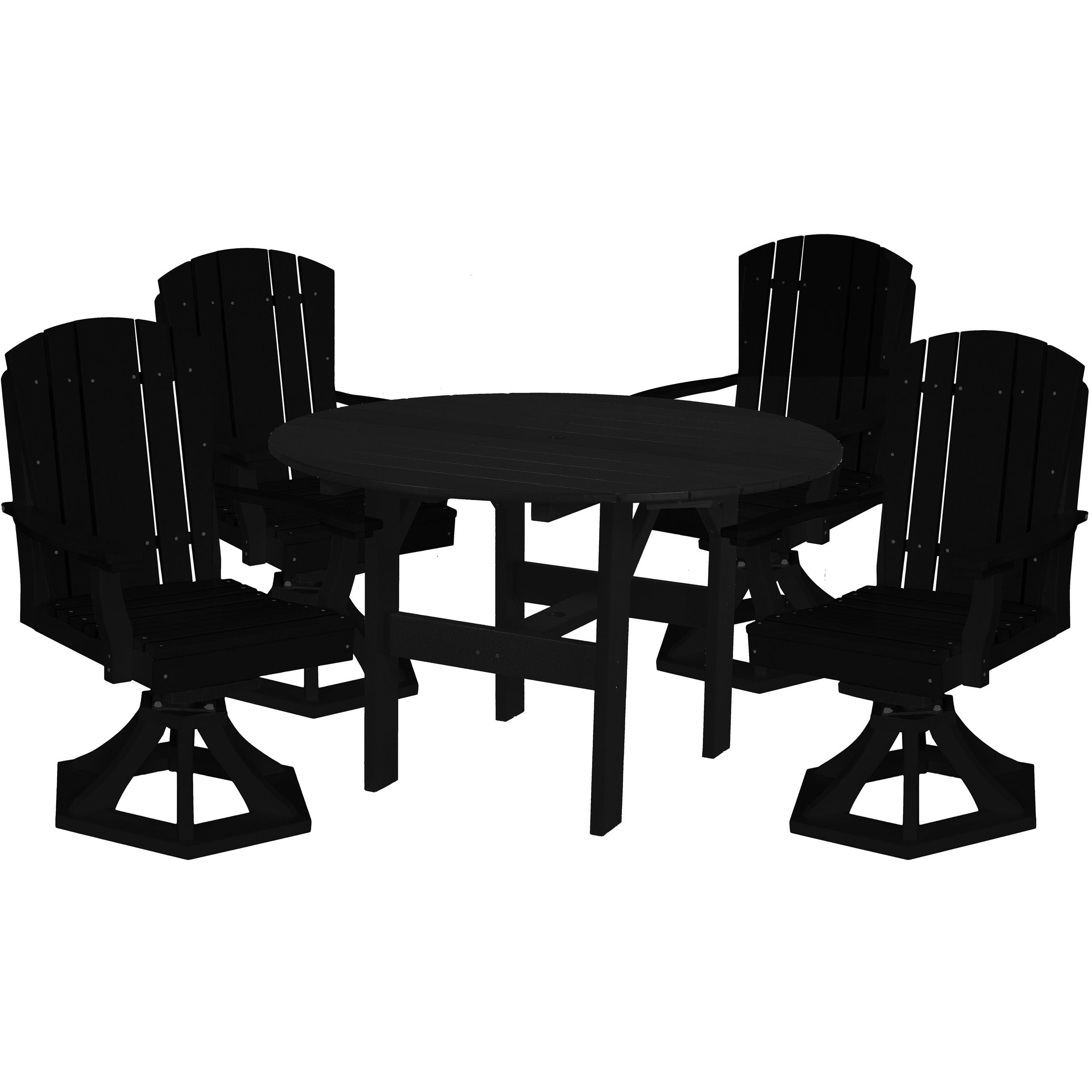 5-Piece Plantation Dining Table Set With Four Swivels