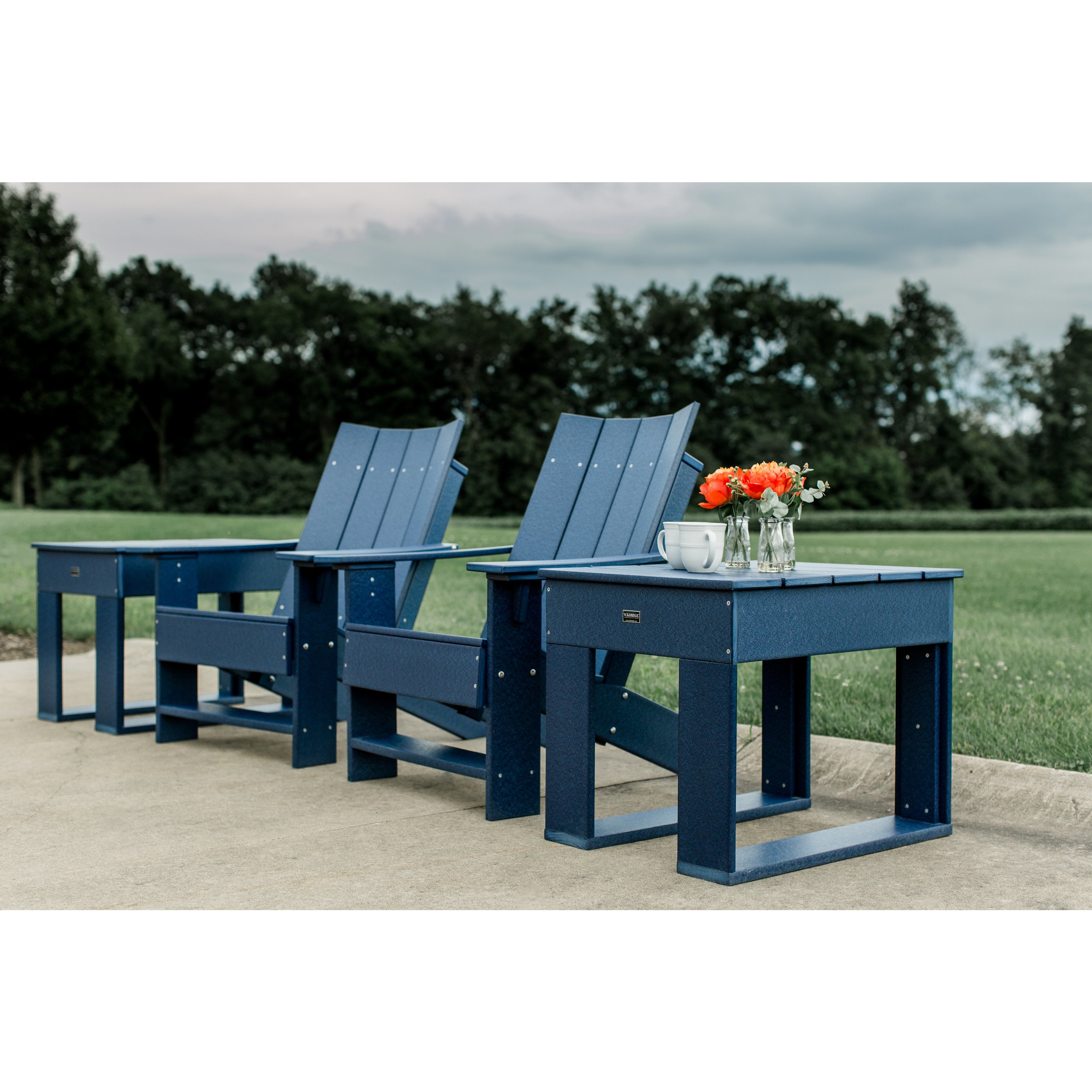 DuraWeather Poly Set of 2 Modern Adirondack Chair & End Table