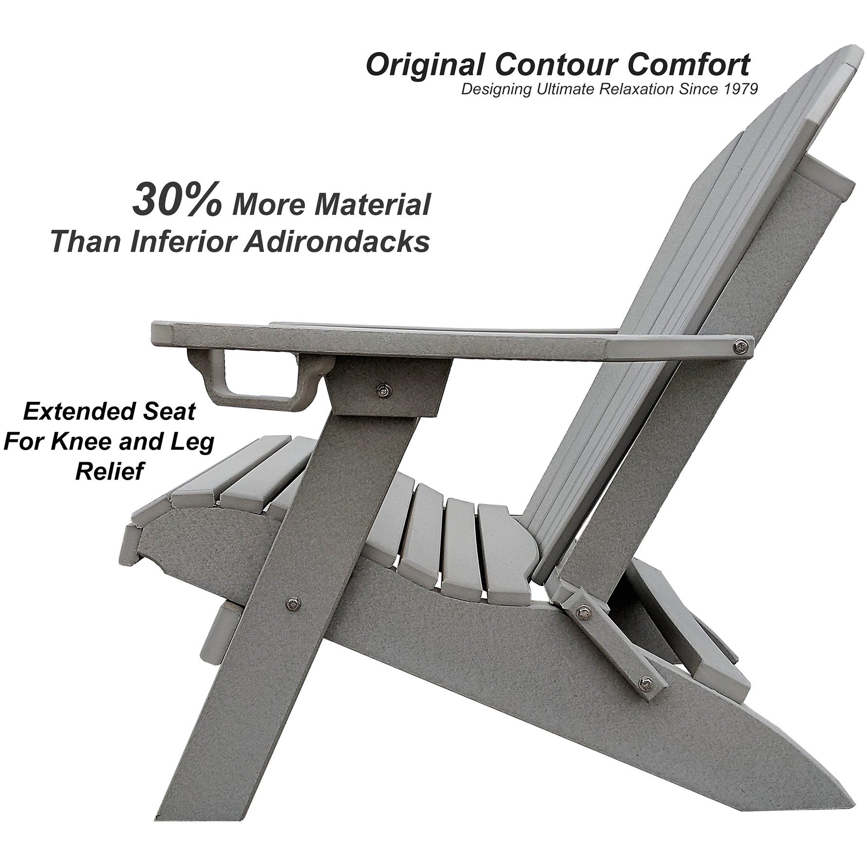 Set of 2 - Unwind Edition King Size Folding Adirondack Chairs With Built In Cupholders + 1 Folding End Table With Removable Tray