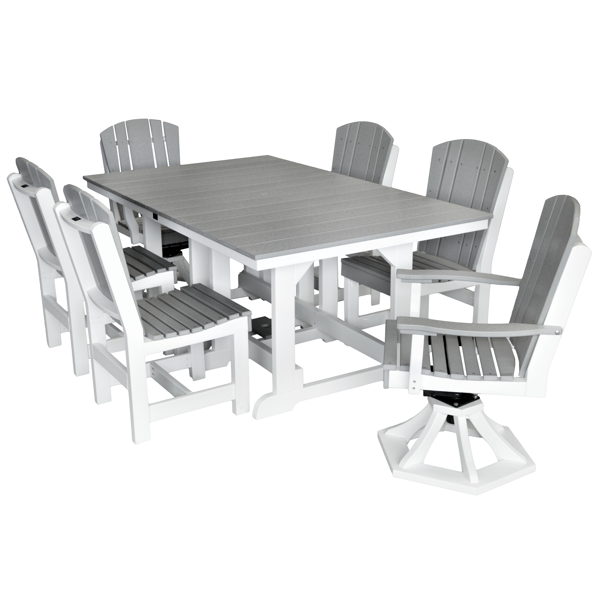 7-Piece Plantation Dining Table Set With Two Swivels