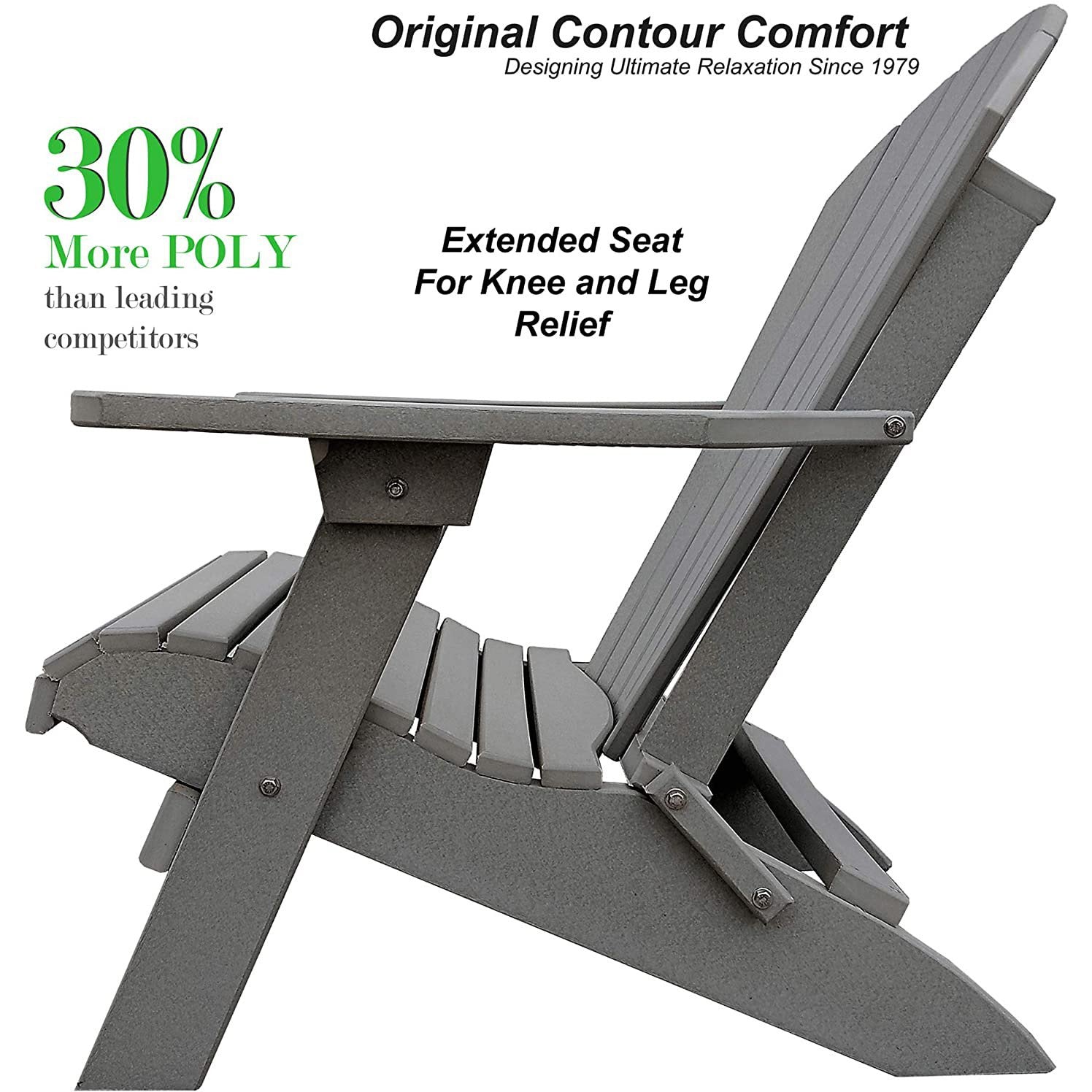 Set of 2 Folding Adirondack Chairs King Size + 1 Folding Side Table With Removable Tray