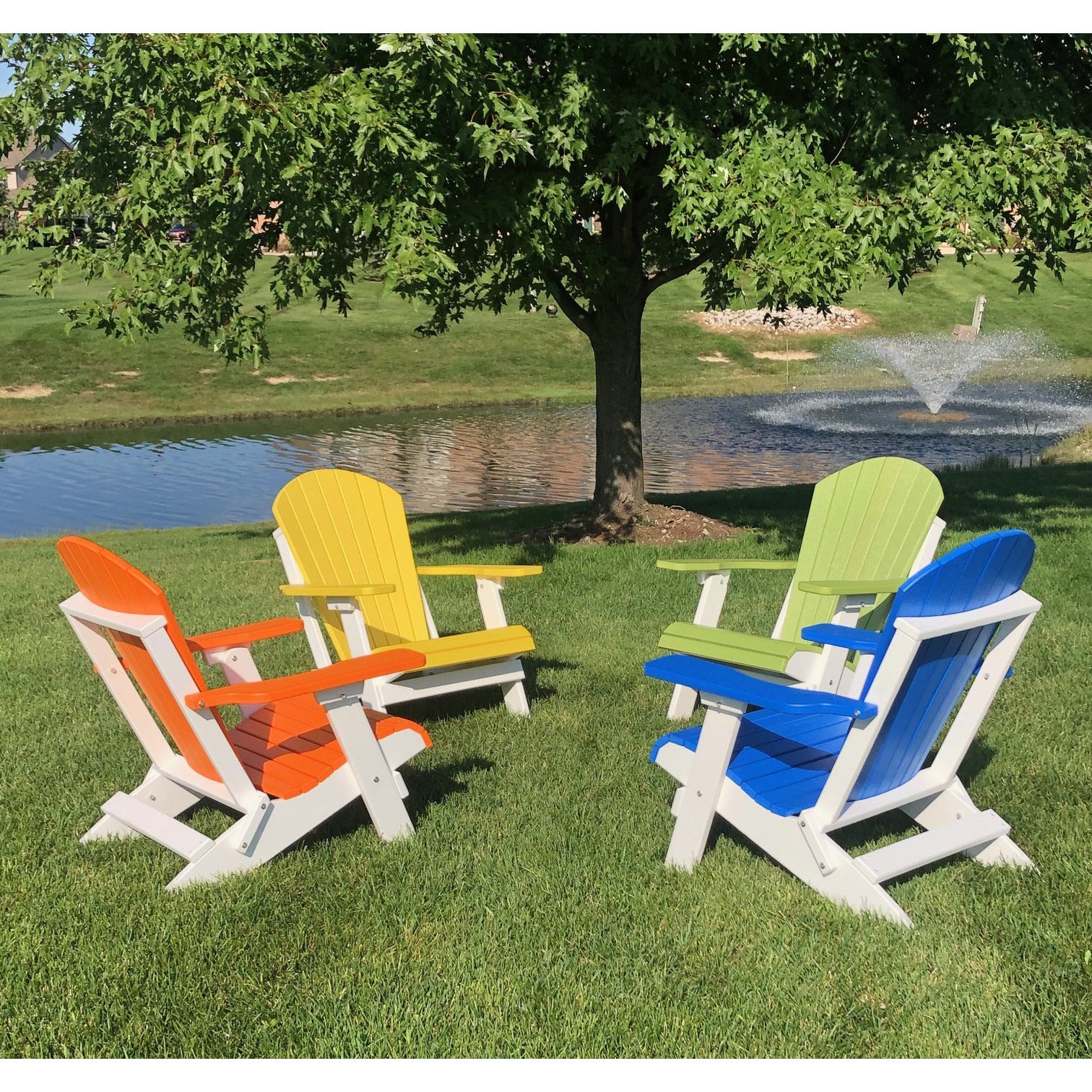 DuraWeather Poly® King Size Folding Adirondack Chair - (Mango Orange on White)