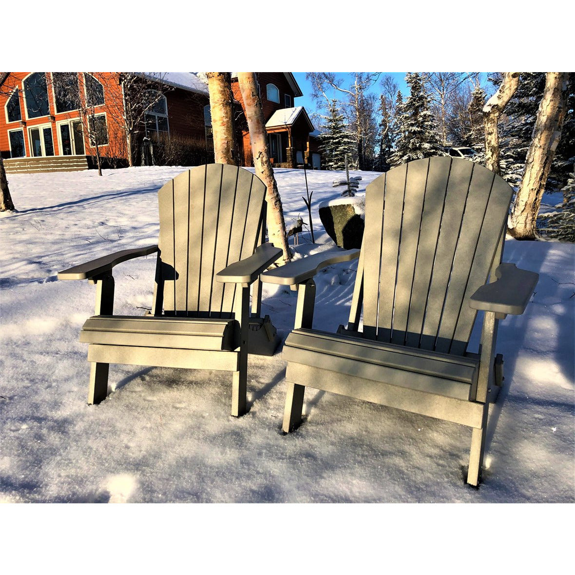 DuraWeather Poly® King Size Folding Adirondack Chair - (Cottage Light Grey)