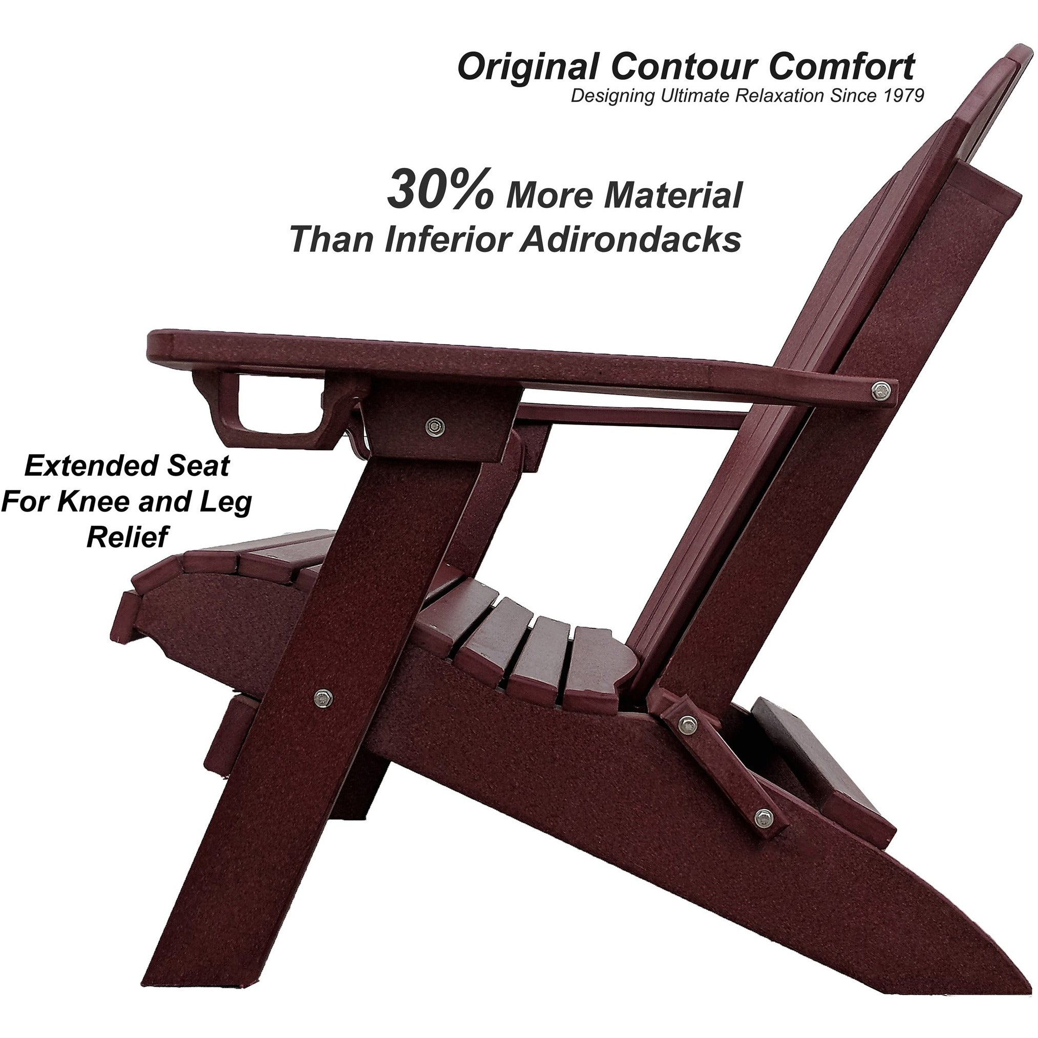 Set of 2 - Unwind Edition King Size Folding Adirondack Chairs With Built In Cupholders + 1 Folding End Table With Removable Tray