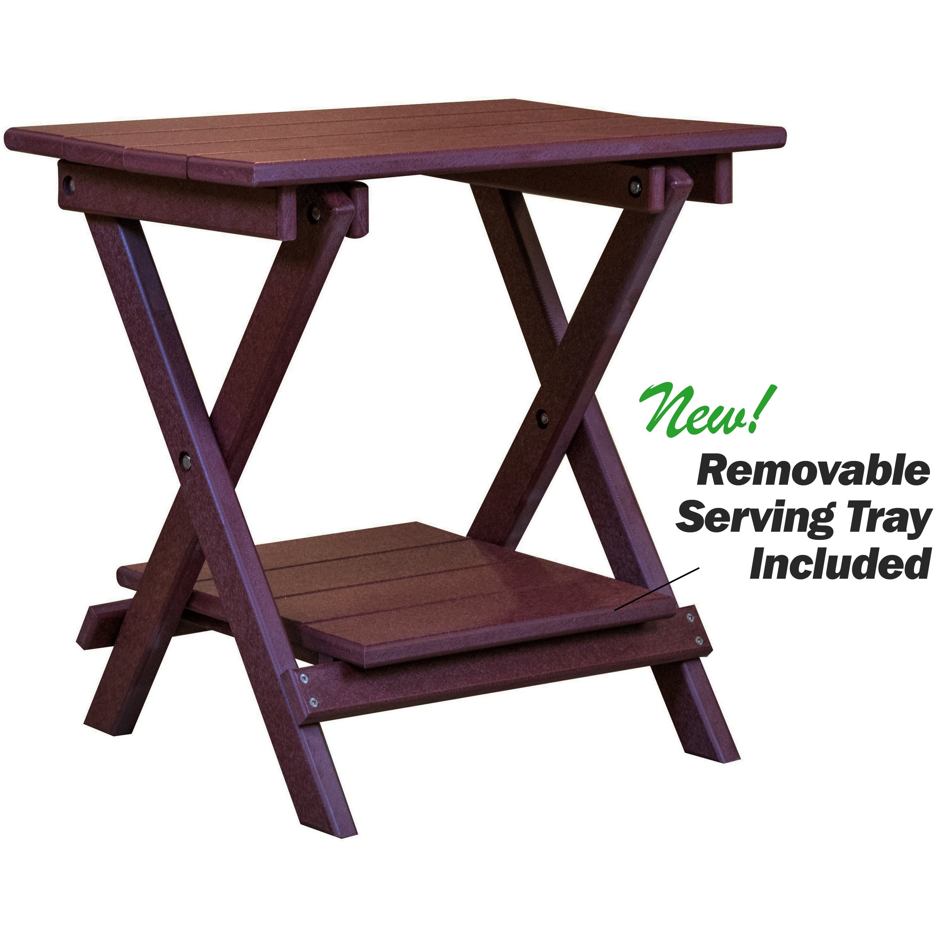 Set of 2 Folding Adirondack Chairs King Size + 1 Folding Side Table With Removable Tray