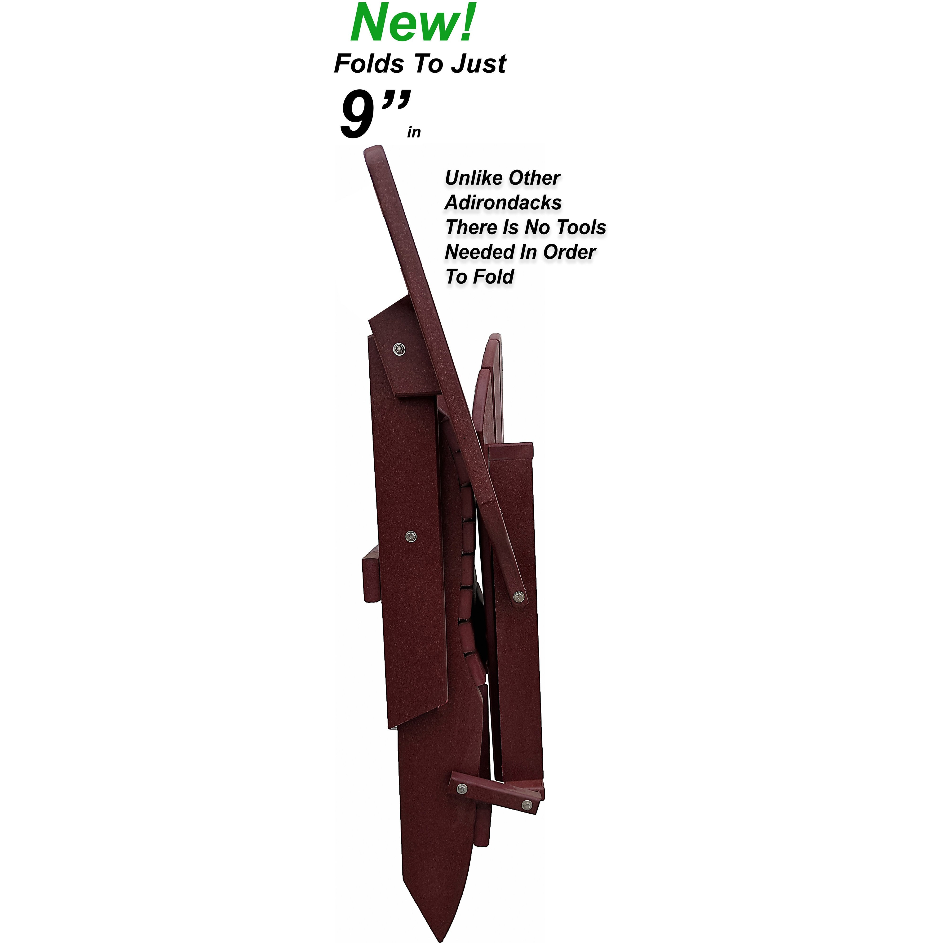 DuraWeather Poly® King Size Folding Adirondack Chair - (Merlot Burgundy)