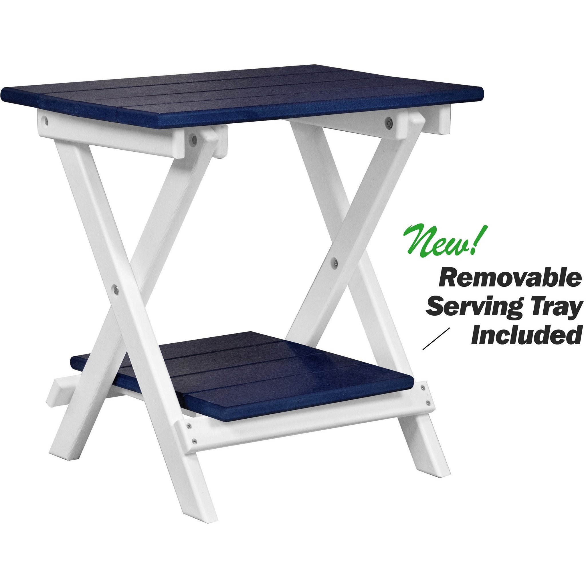 Set of 2 - Unwind Edition King Size Folding Adirondack Chairs With Built In Cupholders + 1 Folding End Table With Removable Tray