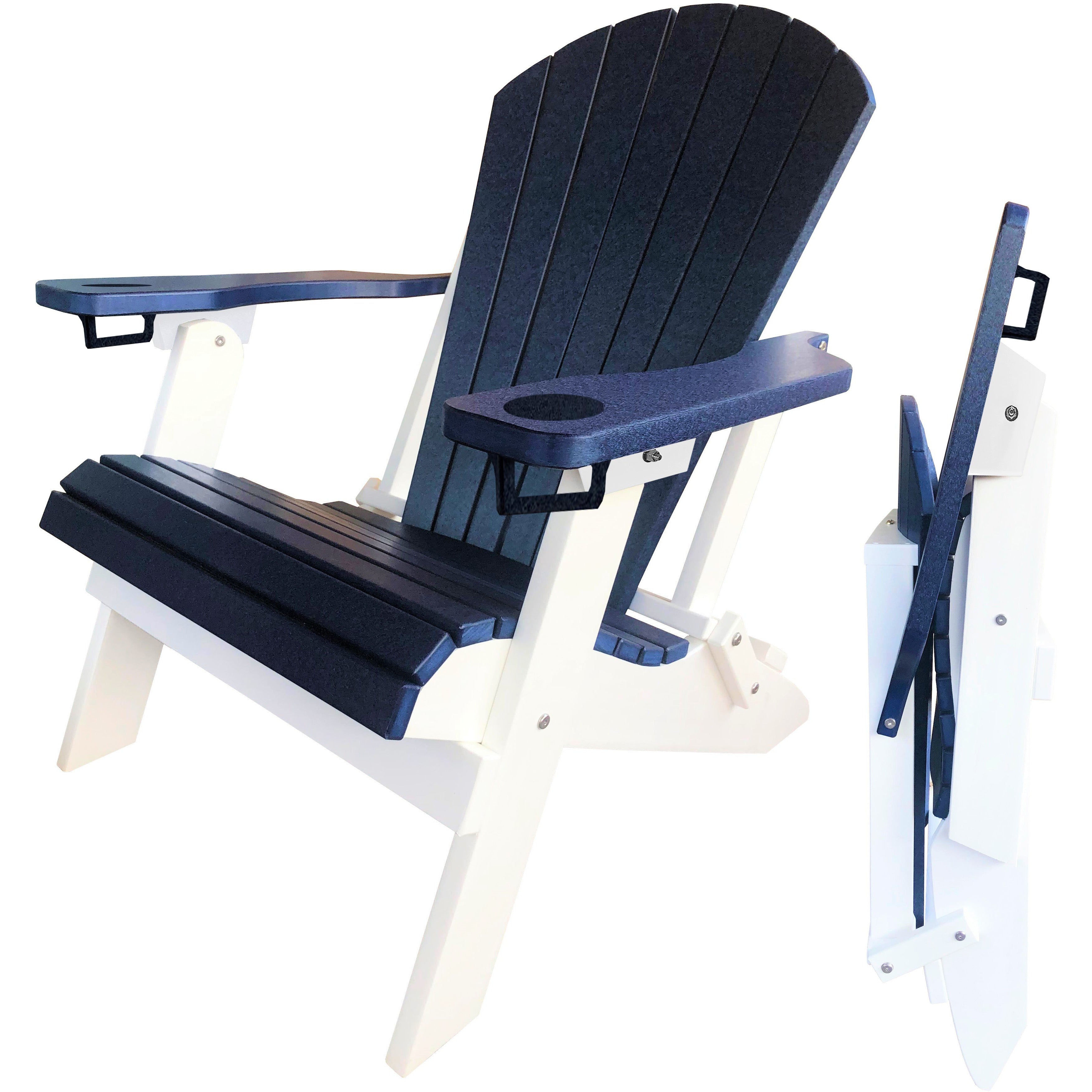 DURAWEATHER POLY® Set of 4 Folding Adirondack Chairs With Built-in Cup Holders King Size