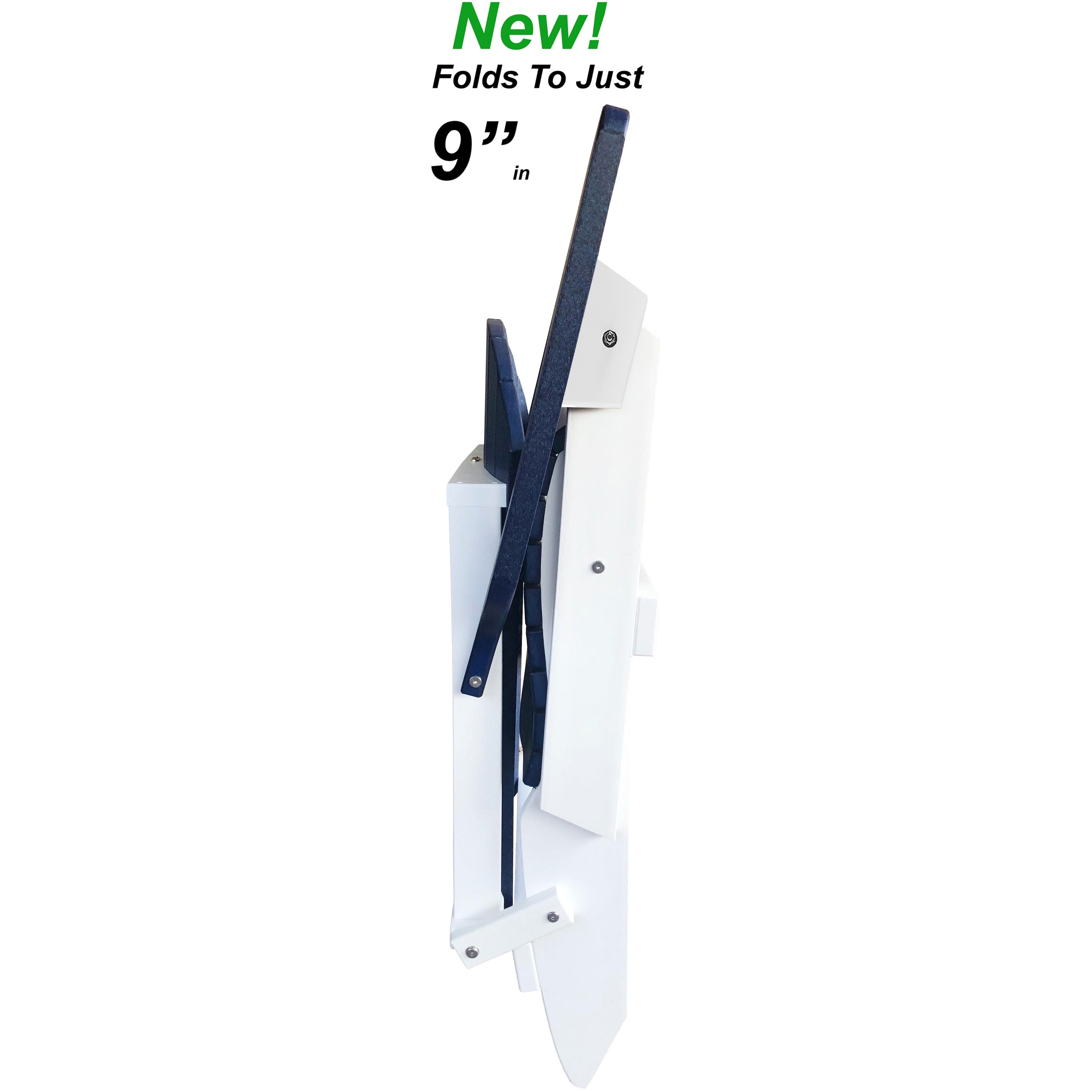 DuraWeather Poly® King Size Folding Adirondack Chair - (Nautical Blue on White)