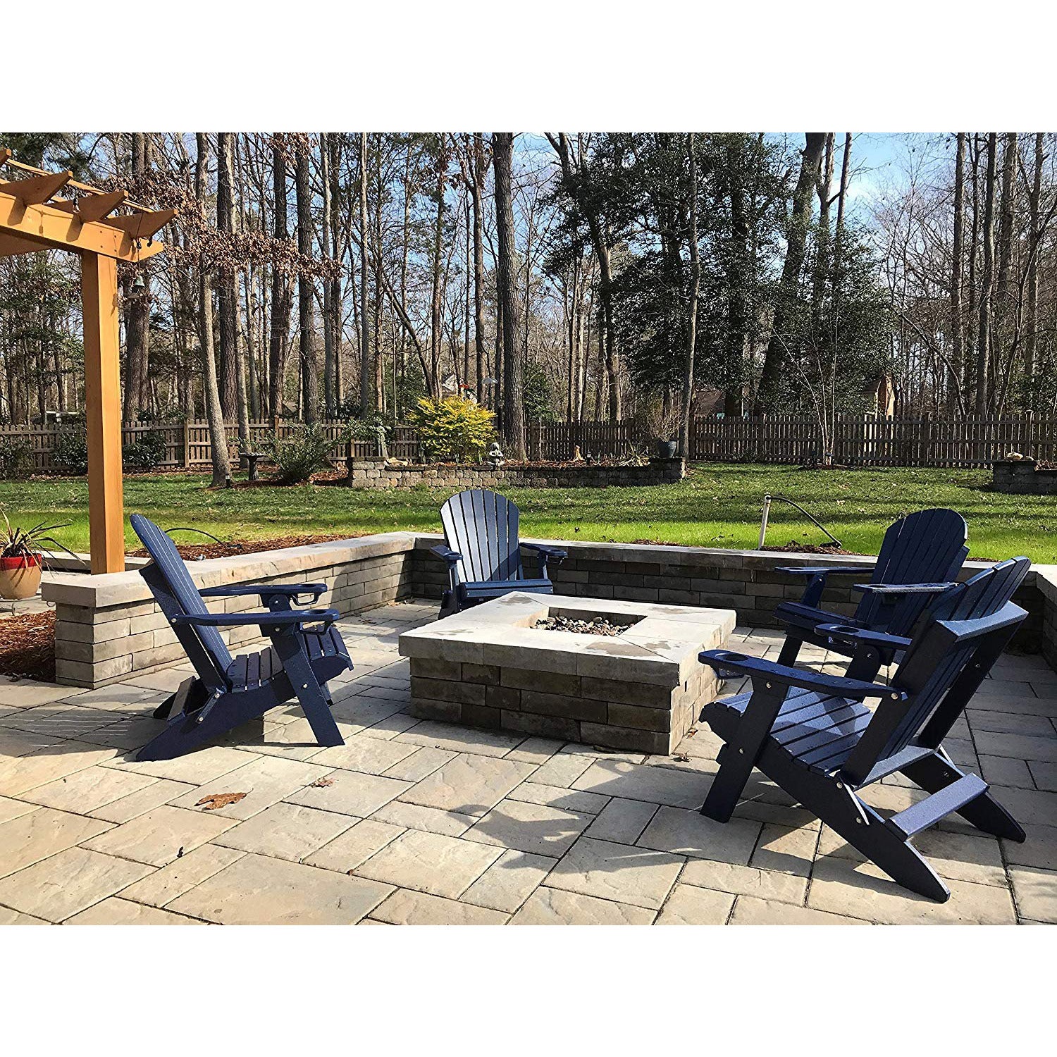 DuraWeather Poly® King Size Folding Adirondack Chair with Built-in Cup Holders