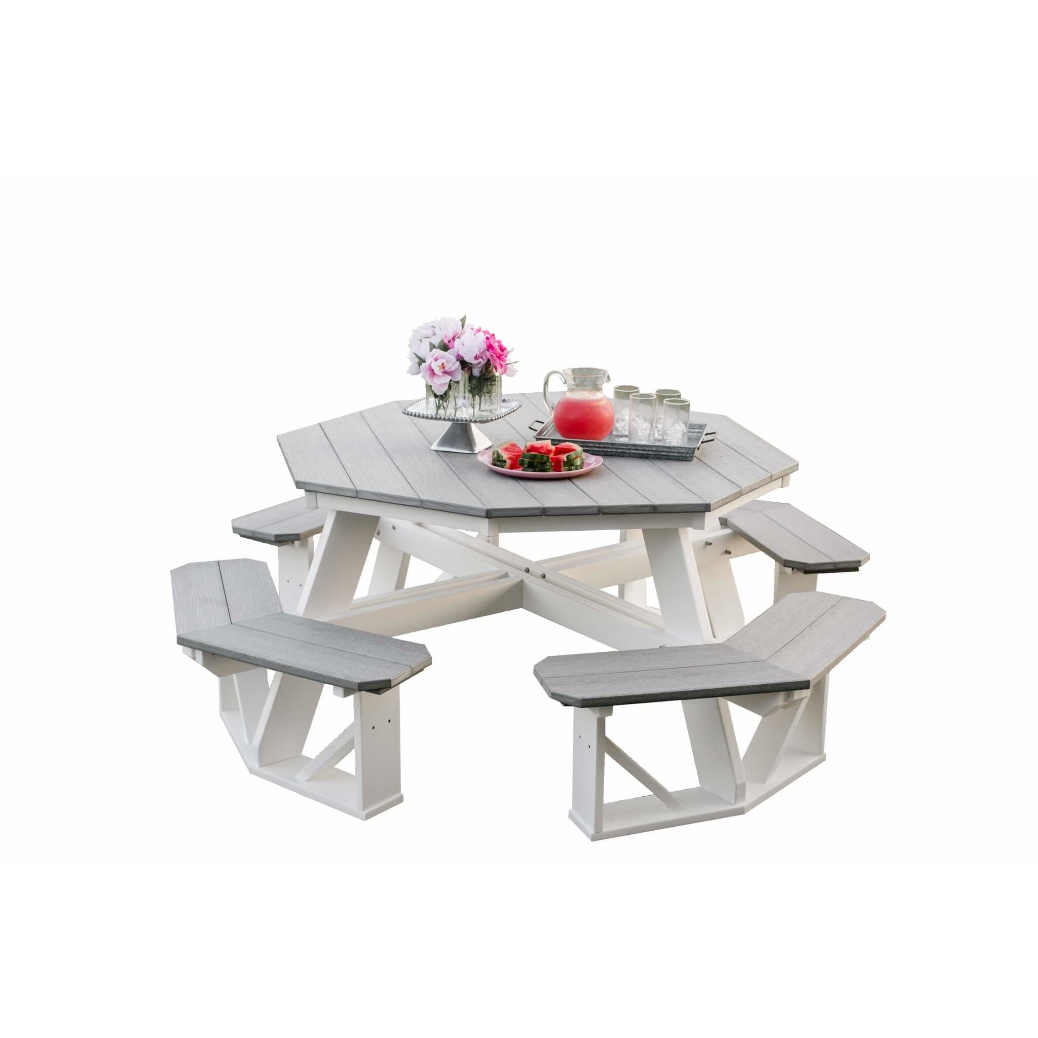 DURAWEATHER POLY® Picnic Table w/ Umbrella Hole Octagon
