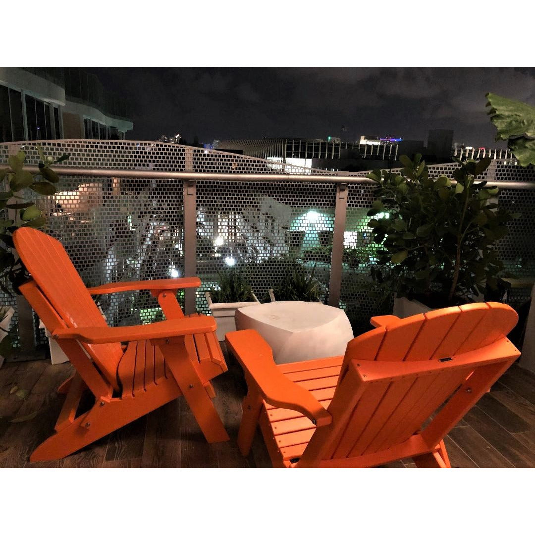 Set of 2 Folding Adirondack Chairs King Size + 1 Folding Side Table With Removable Tray