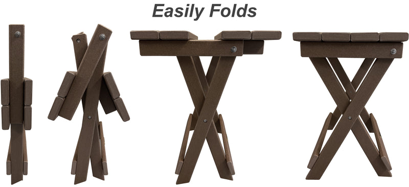 QUICK SHIP - DuraWeather Poly&reg; Folding Deluxe End Table w/ Removable Tray