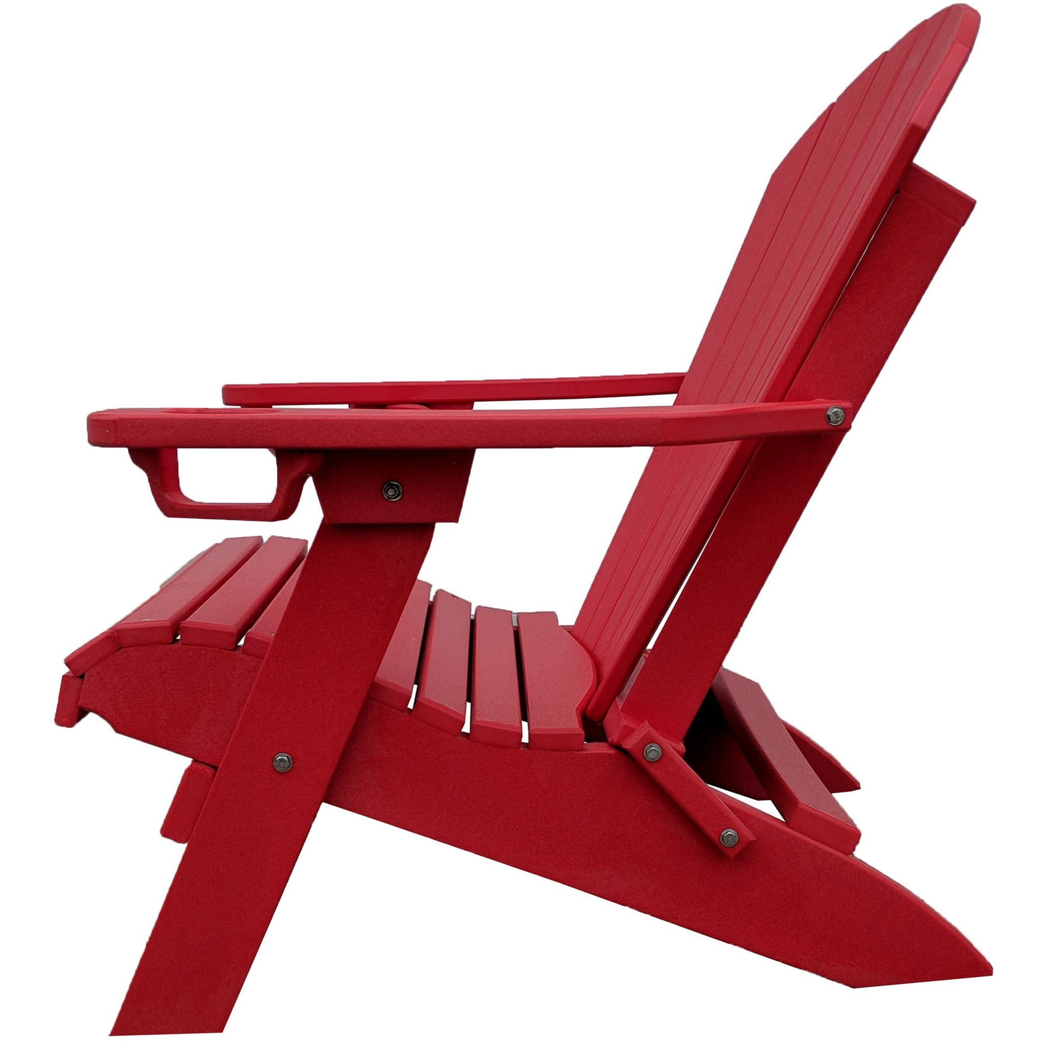 Set of 2 - Unwind Edition King Size Folding Adirondack Chairs With Built In Cupholders + 1 Folding End Table With Removable Tray
