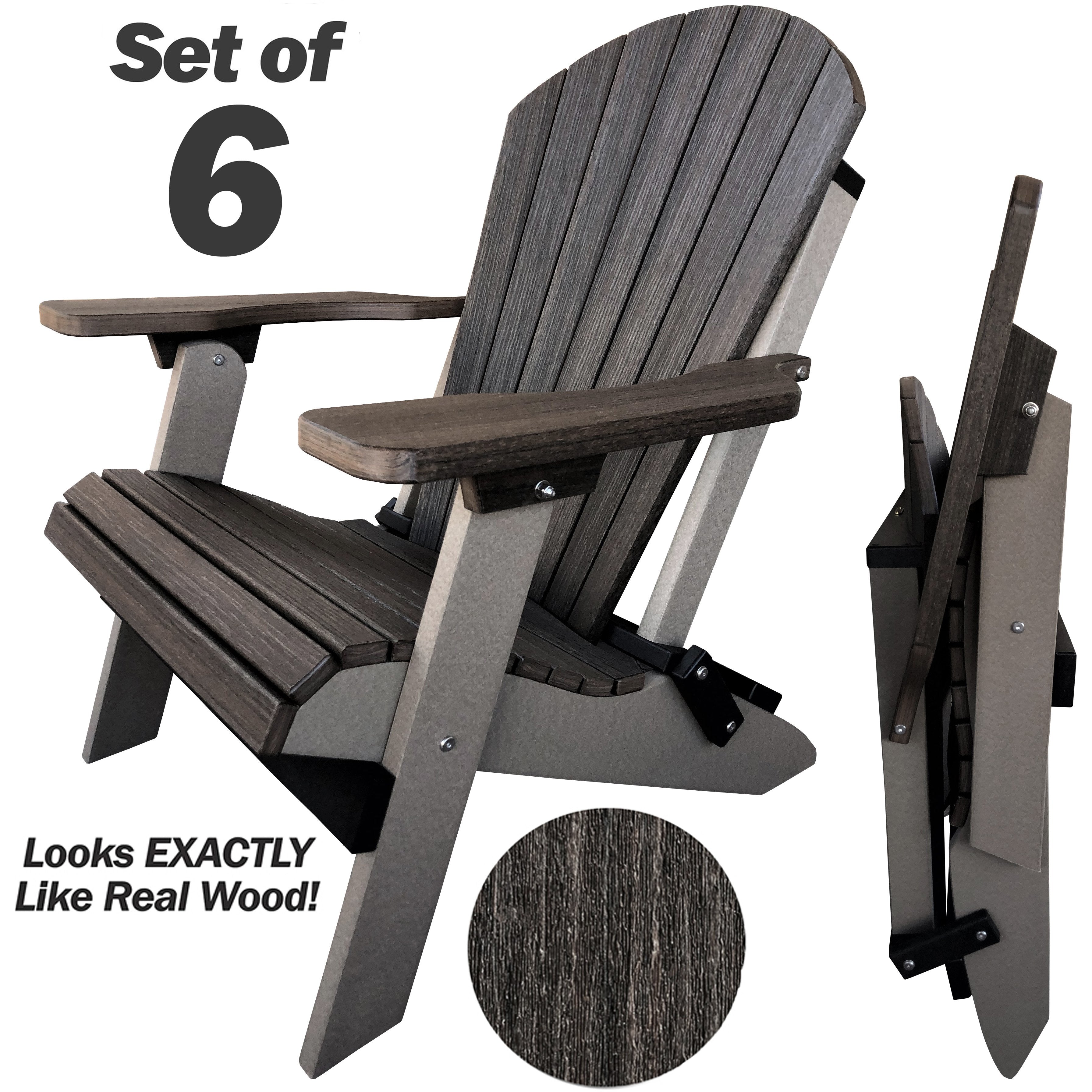 Set of 6 Signature Series Folding Adirondack Chairs King Size
