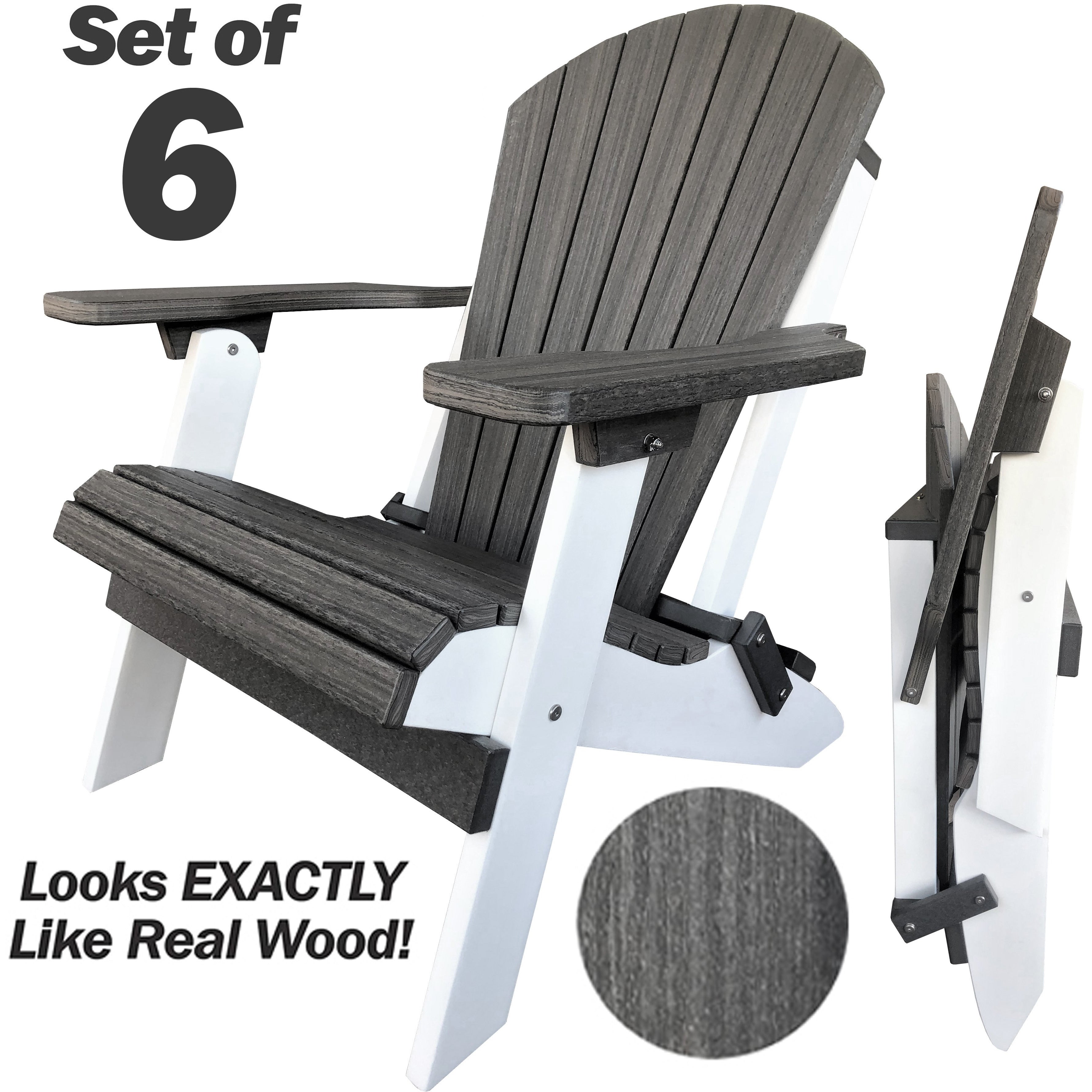 Set of 6 Signature Series Folding Adirondack Chairs King Size