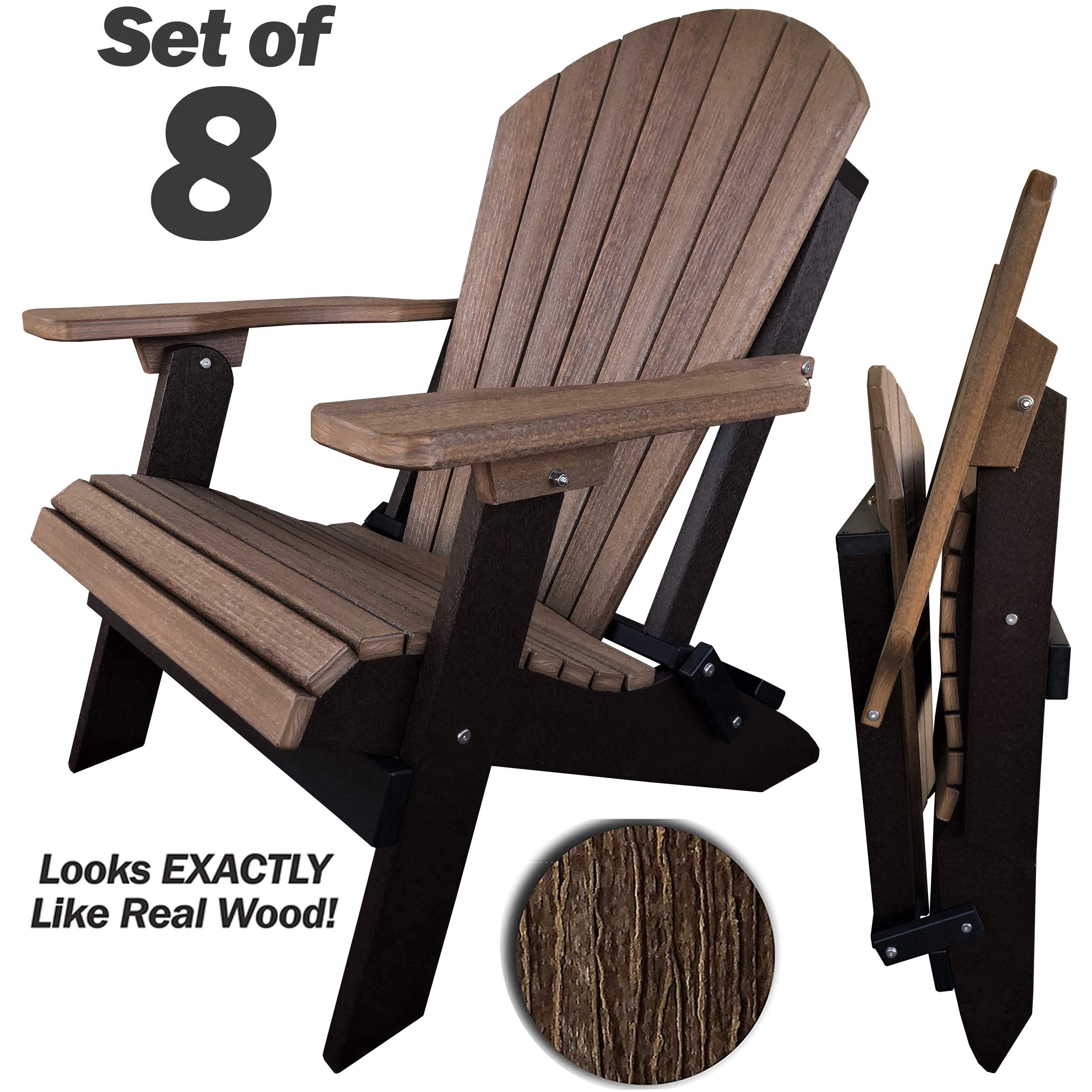 Set of 8 Signature Series Folding Adirondack Chairs King Size