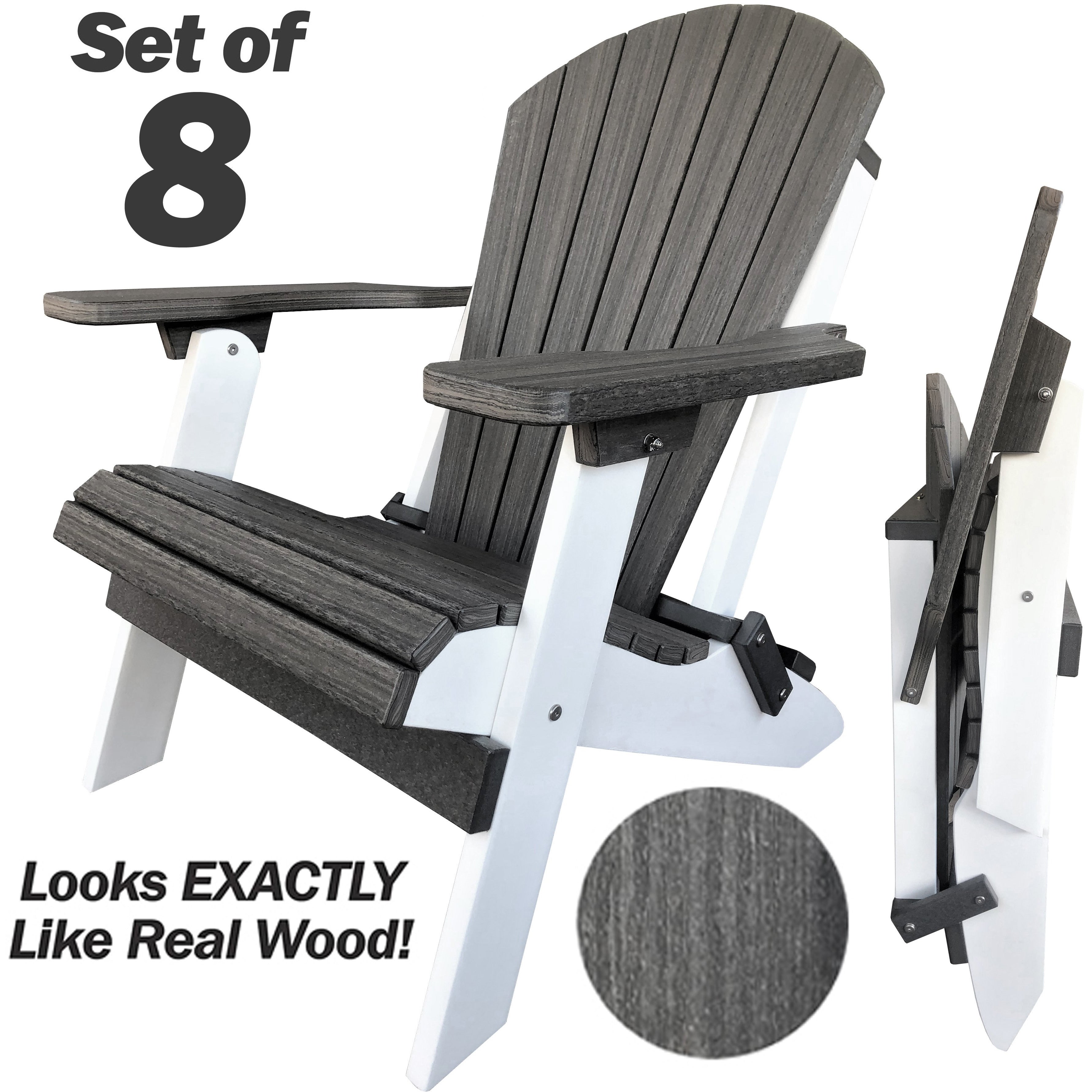 Set of 8 Signature Series Folding Adirondack Chairs King Size