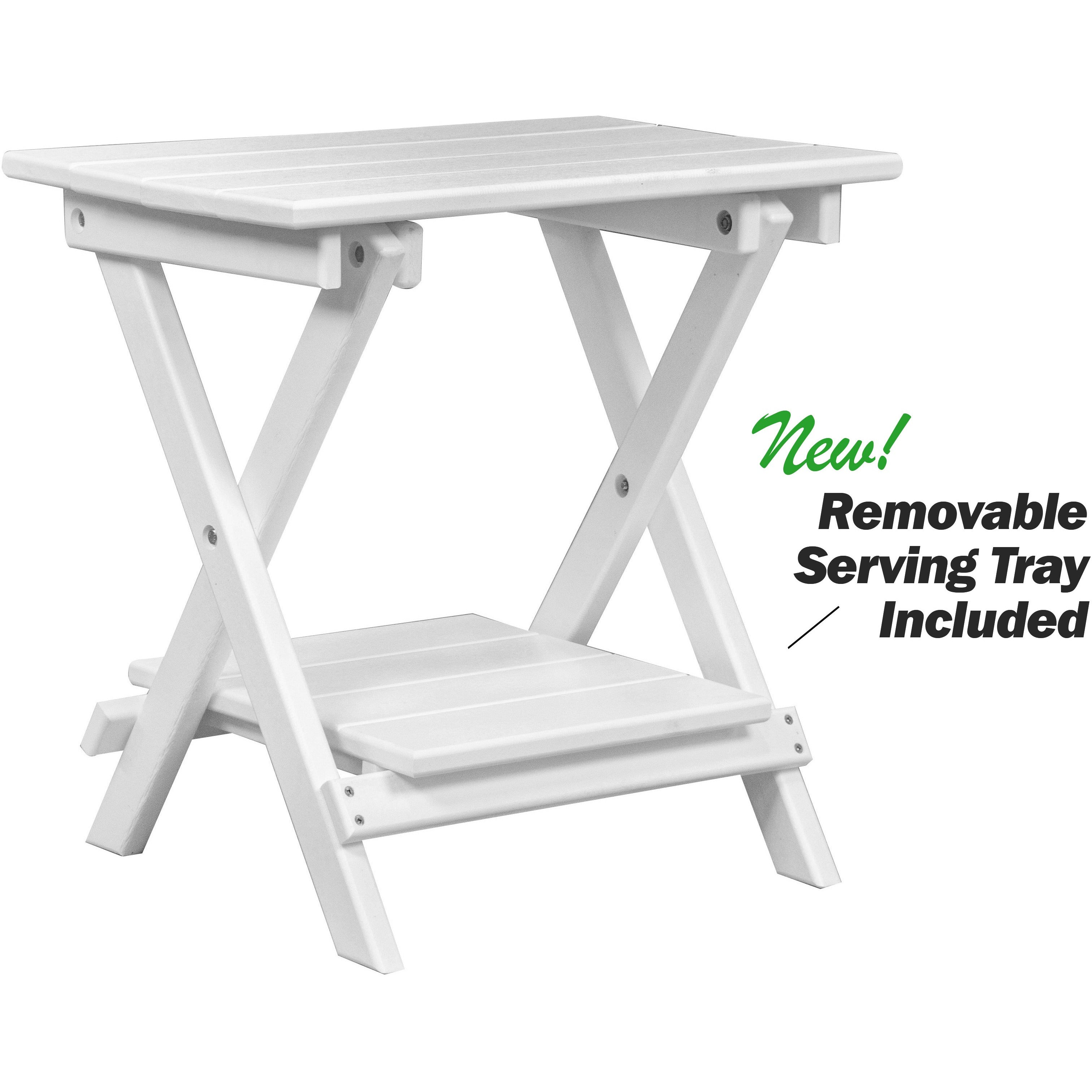 DURAWEATHER POLY® Set of 2 Folding Adirondack Chairs King Size + 1 Folding Side Table With Removable Tray