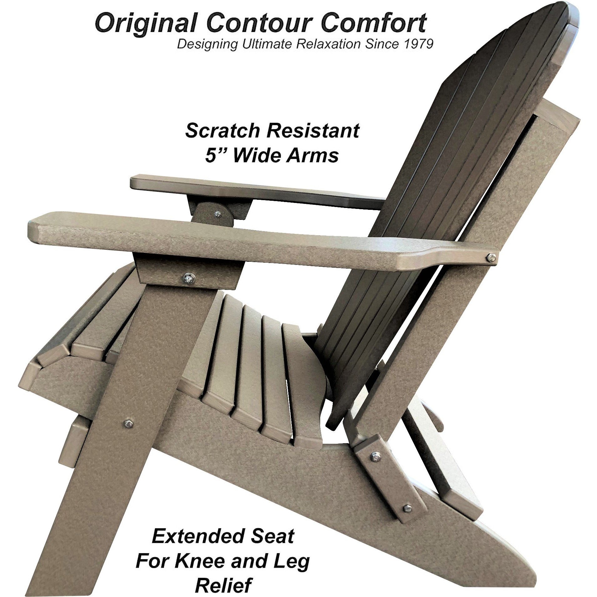 DuraWeather Poly® King Size Folding Adirondack Chair - (Birchwood Taupe)