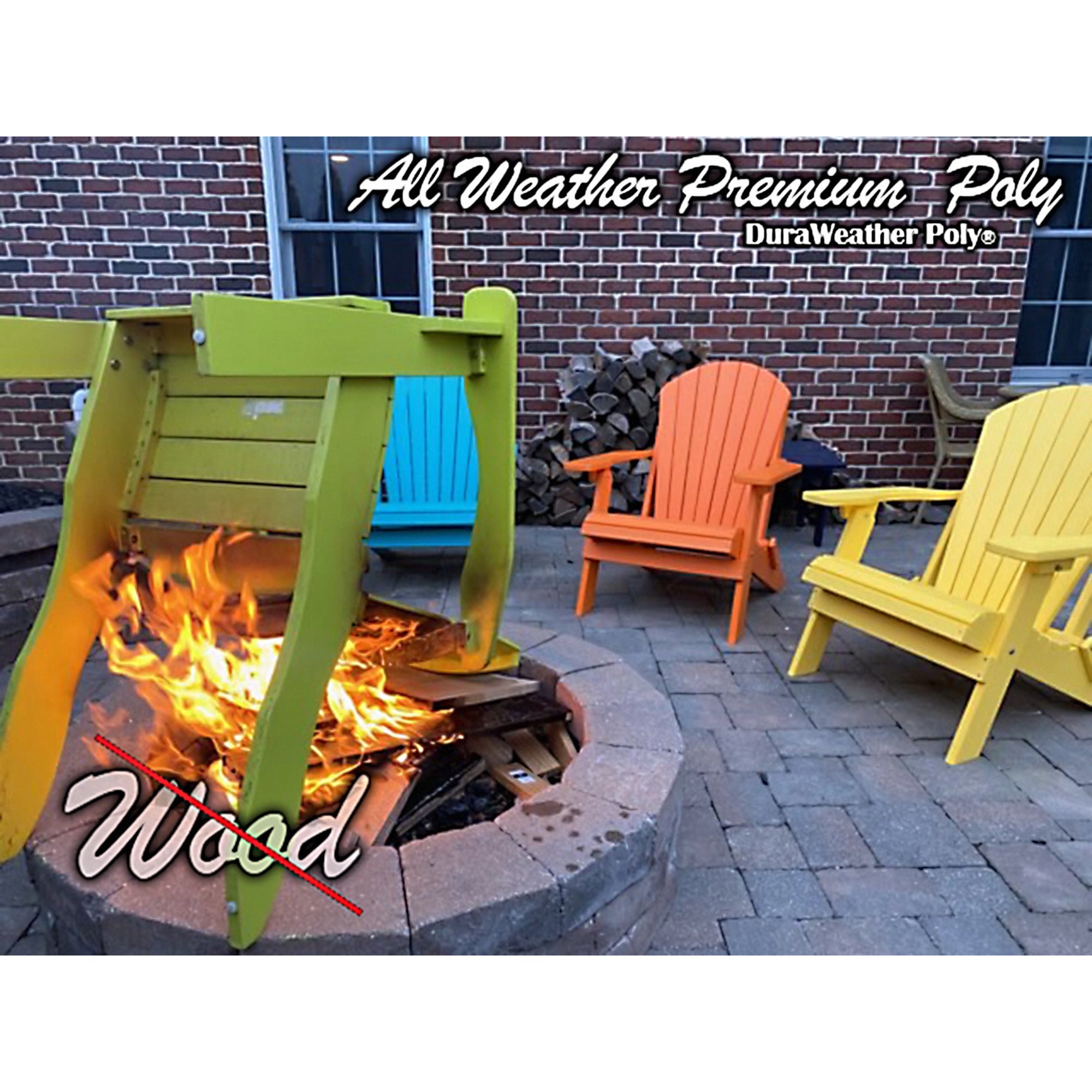 Set of 2 Folding Adirondack Chairs King Size + 1 Folding Side Table With Removable Tray